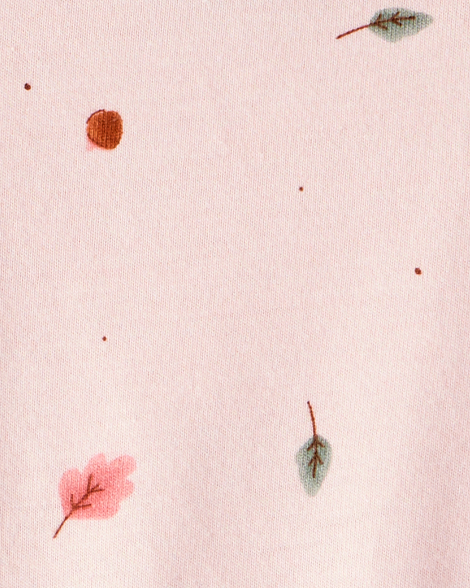 Baby Girl Leaf Print Long Sleeve Dress - Pink