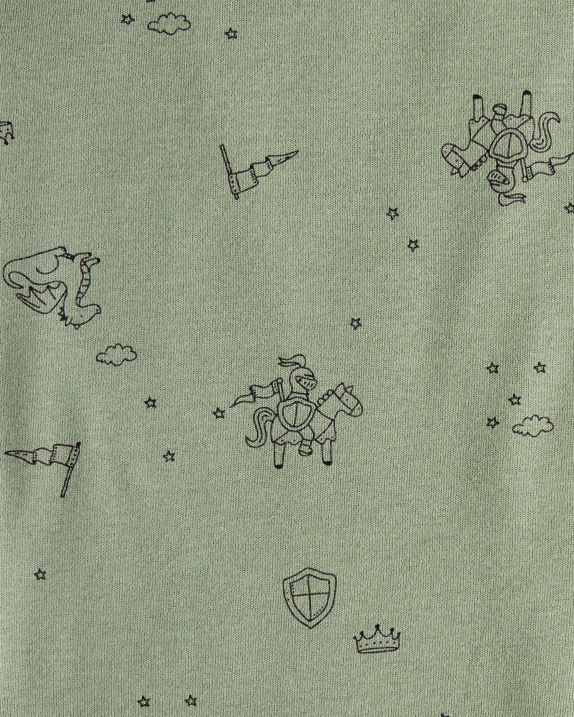 Baby Boy Dragon Print Cotton Long-Sleeve Bodysuit & Pant Set - Green/White