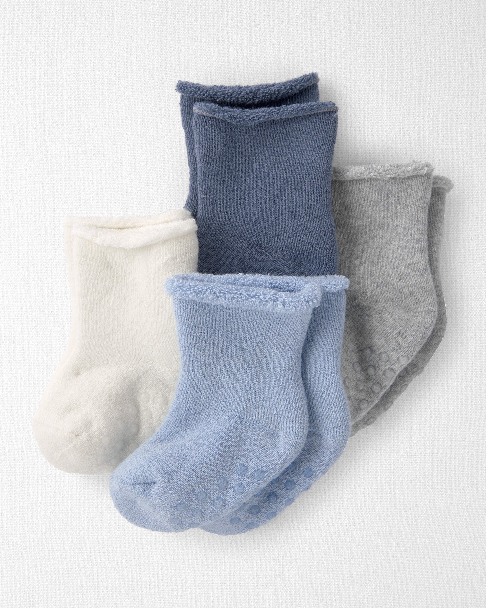 Baby Boy 4-Pack Slip Resistant Socks Made with Organic Cotton