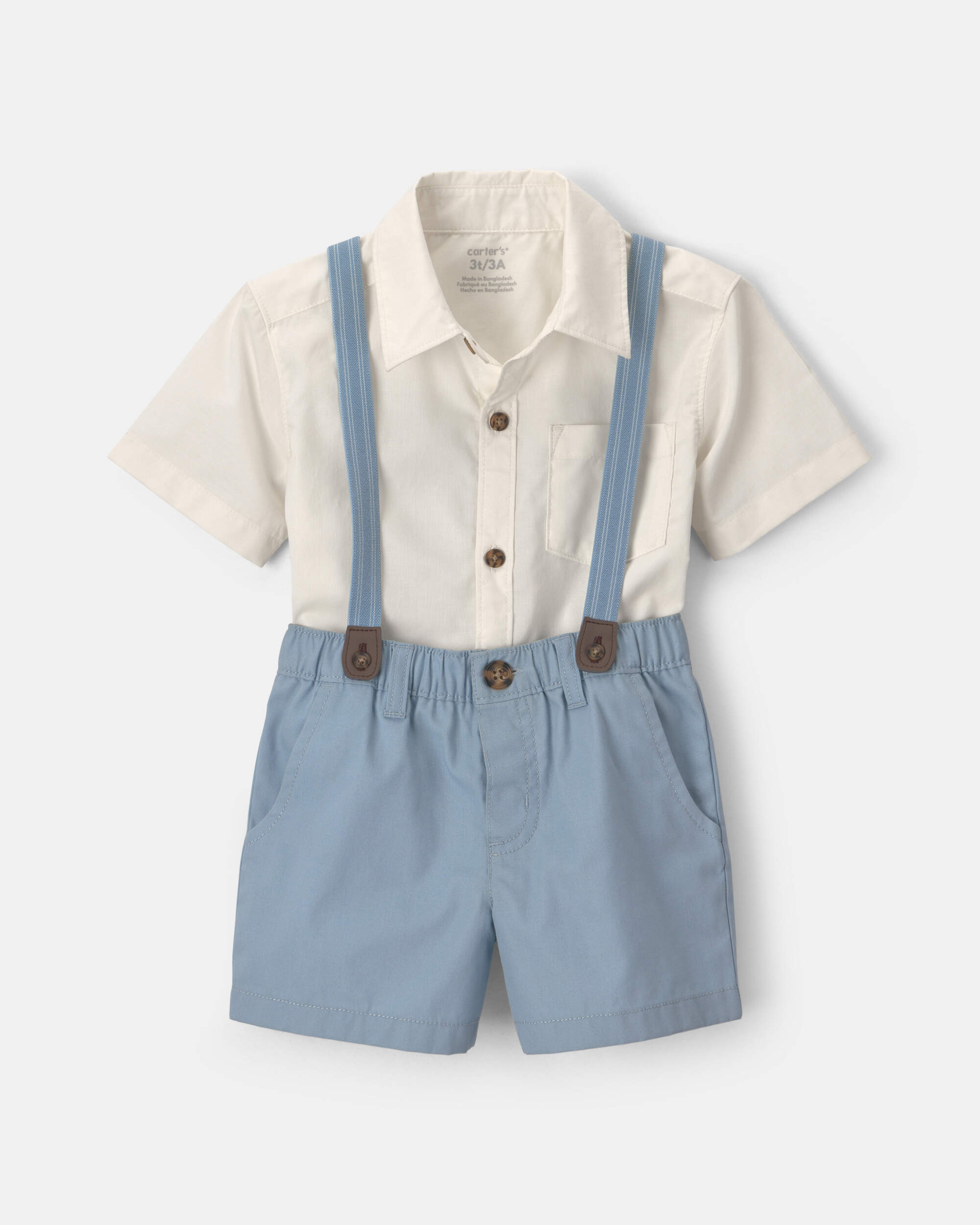 Baby Boy 2-Piece Short-Sleeve Top & Short Set - Blue/Cream