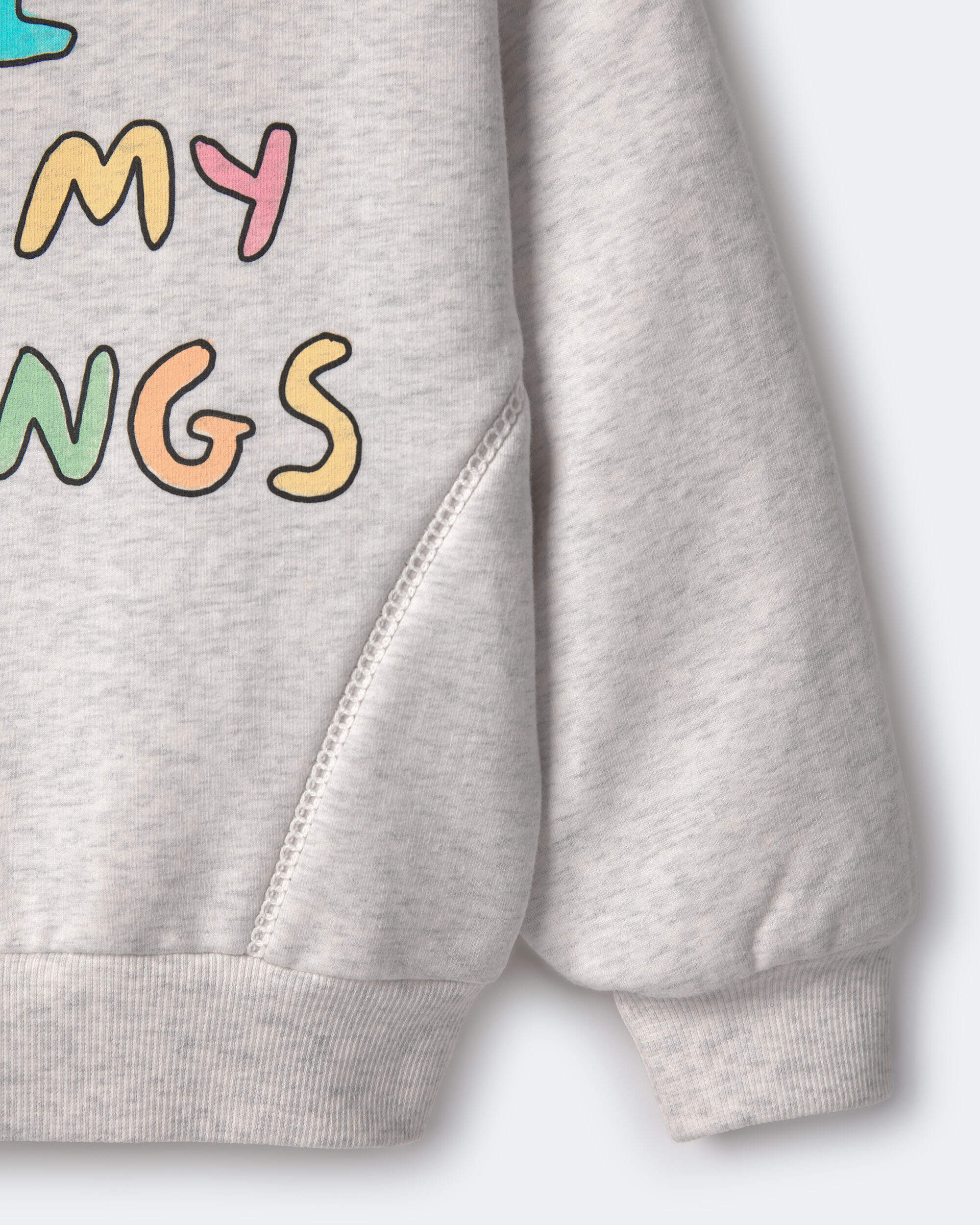 Toddler Girl 'In My Feelings' Wide-Arm Sweatshirt - Heathered Grey
