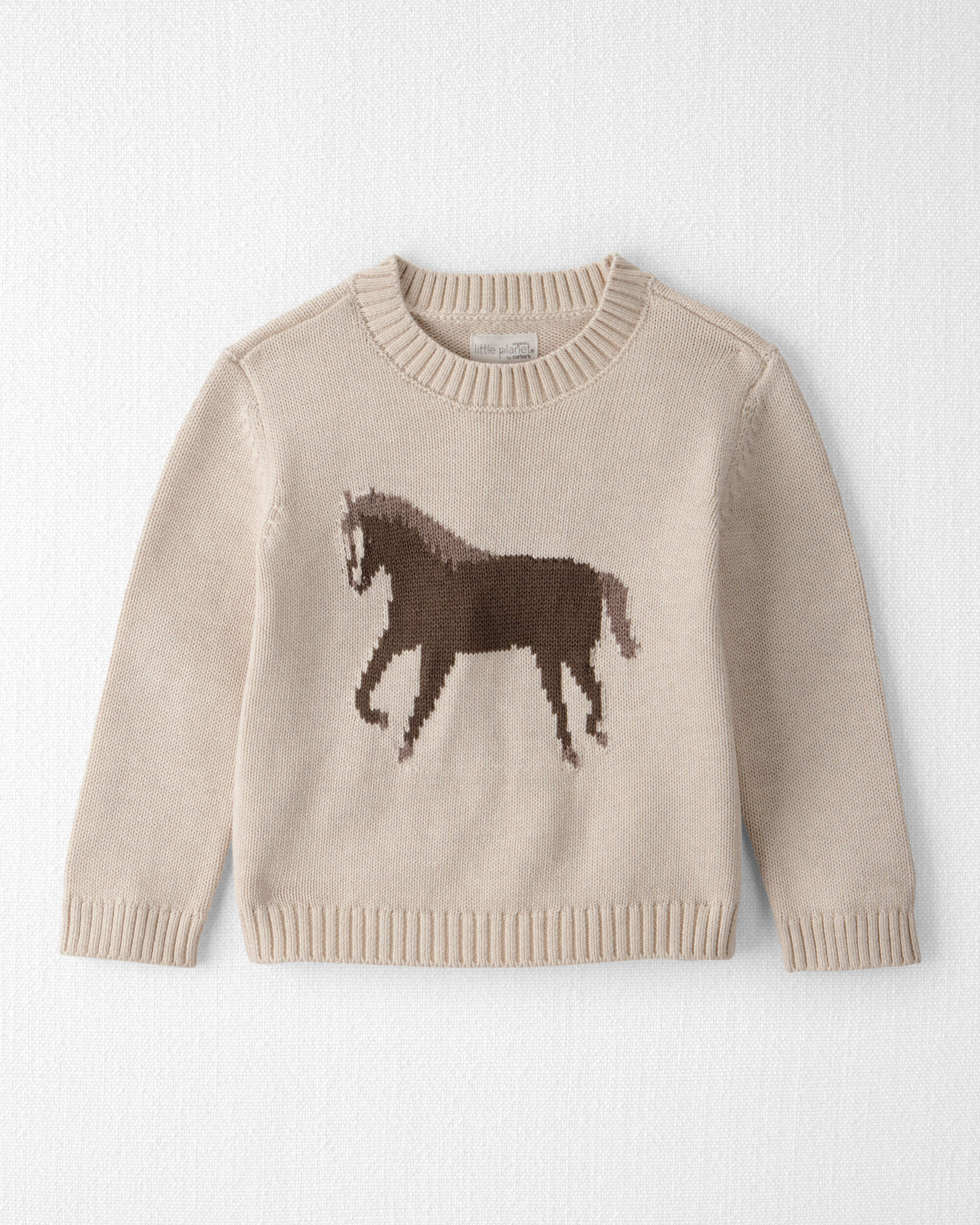 Toddler Organic Cotton Horse Sweater Knit Pullover