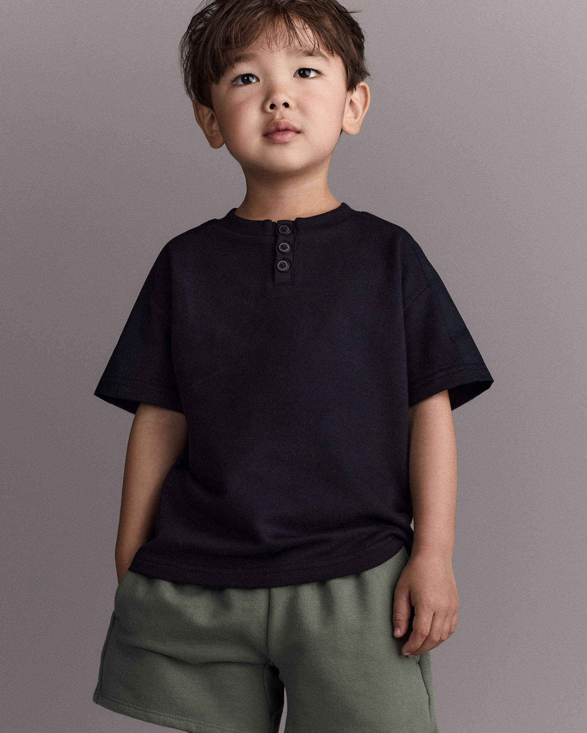 Toddler Boy Henley Tee - Black