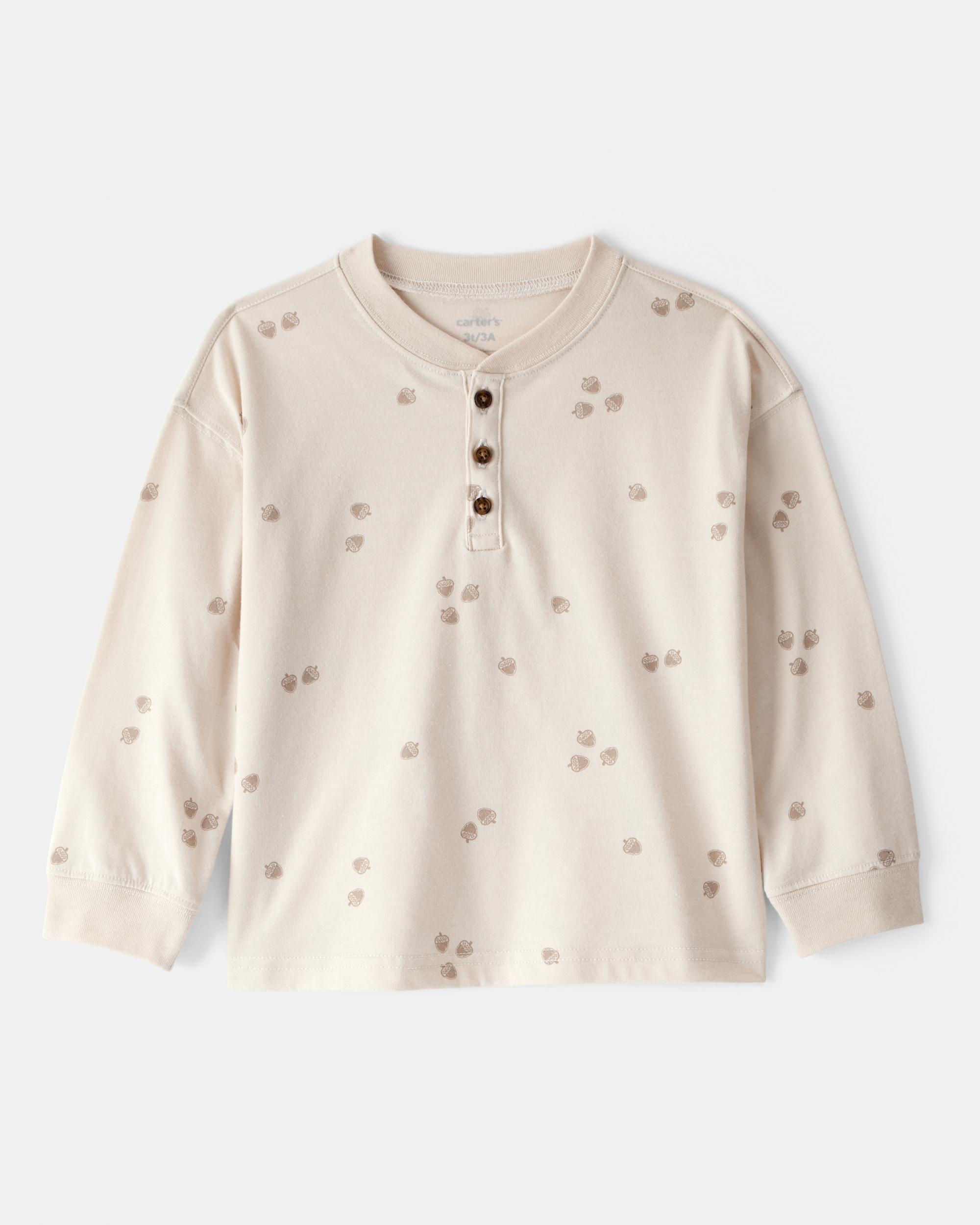 Toddler Boy Long-Sleeve Acorn Tee - Cream