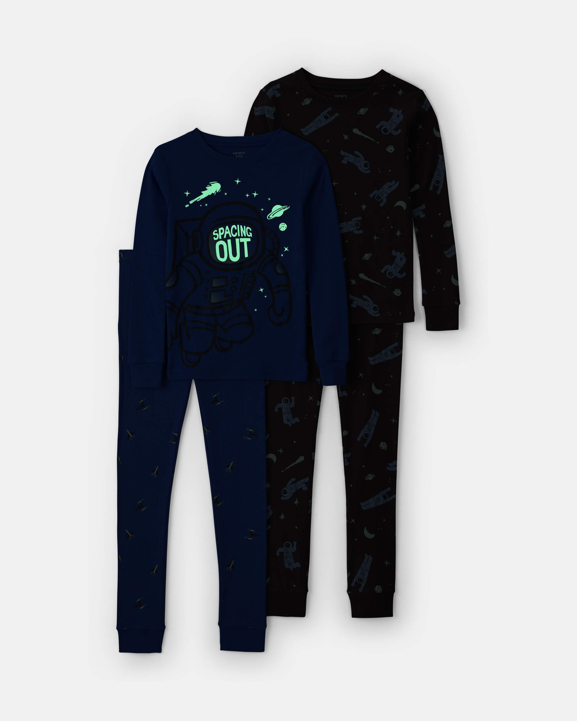 Boys 4-Piece Astronaut 100% Cotton Snug Fit Pyjama Set - Blue