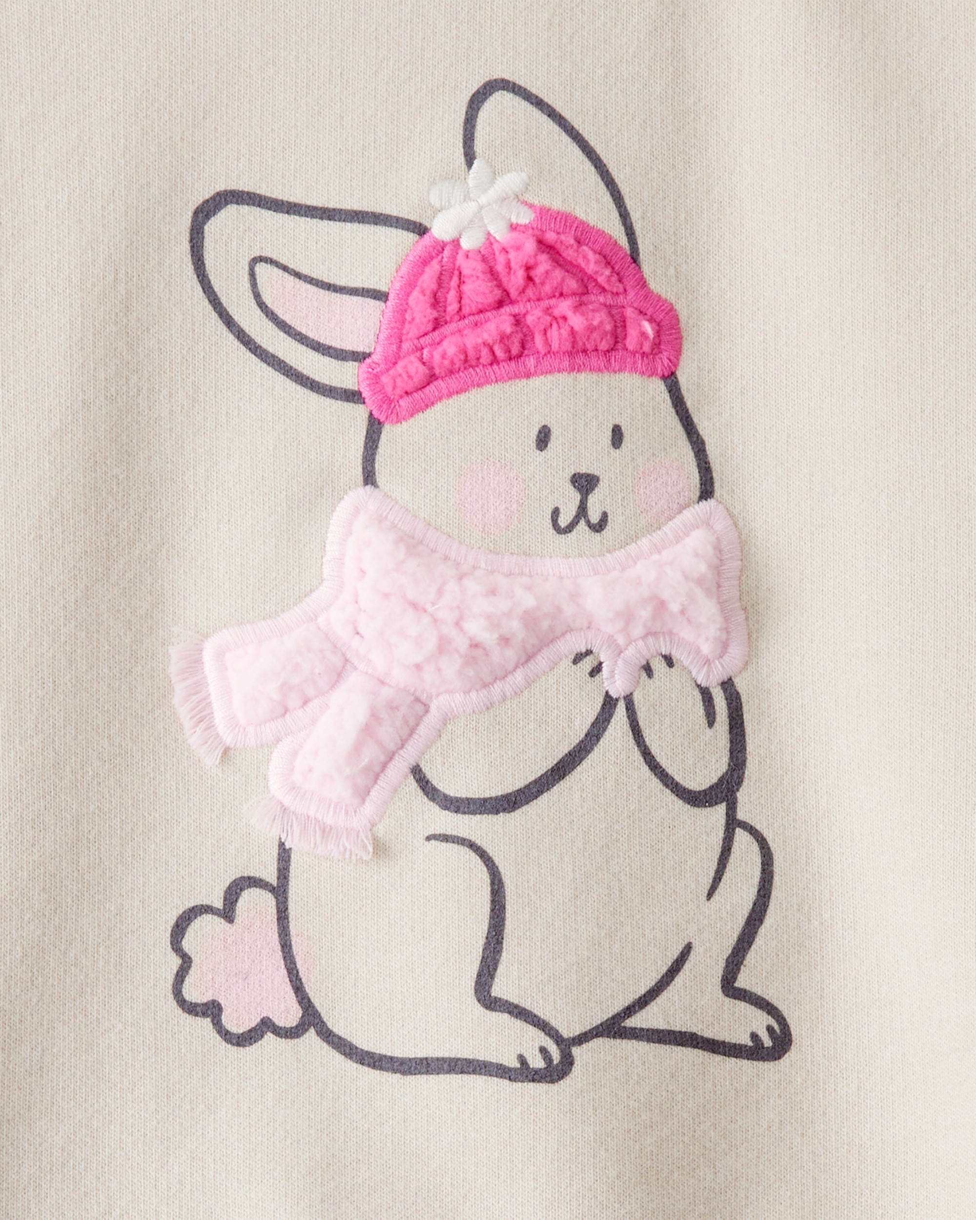 Baby Girl Bunny French Terry Long-Sleeve Pullover Sweatshirt - Cream