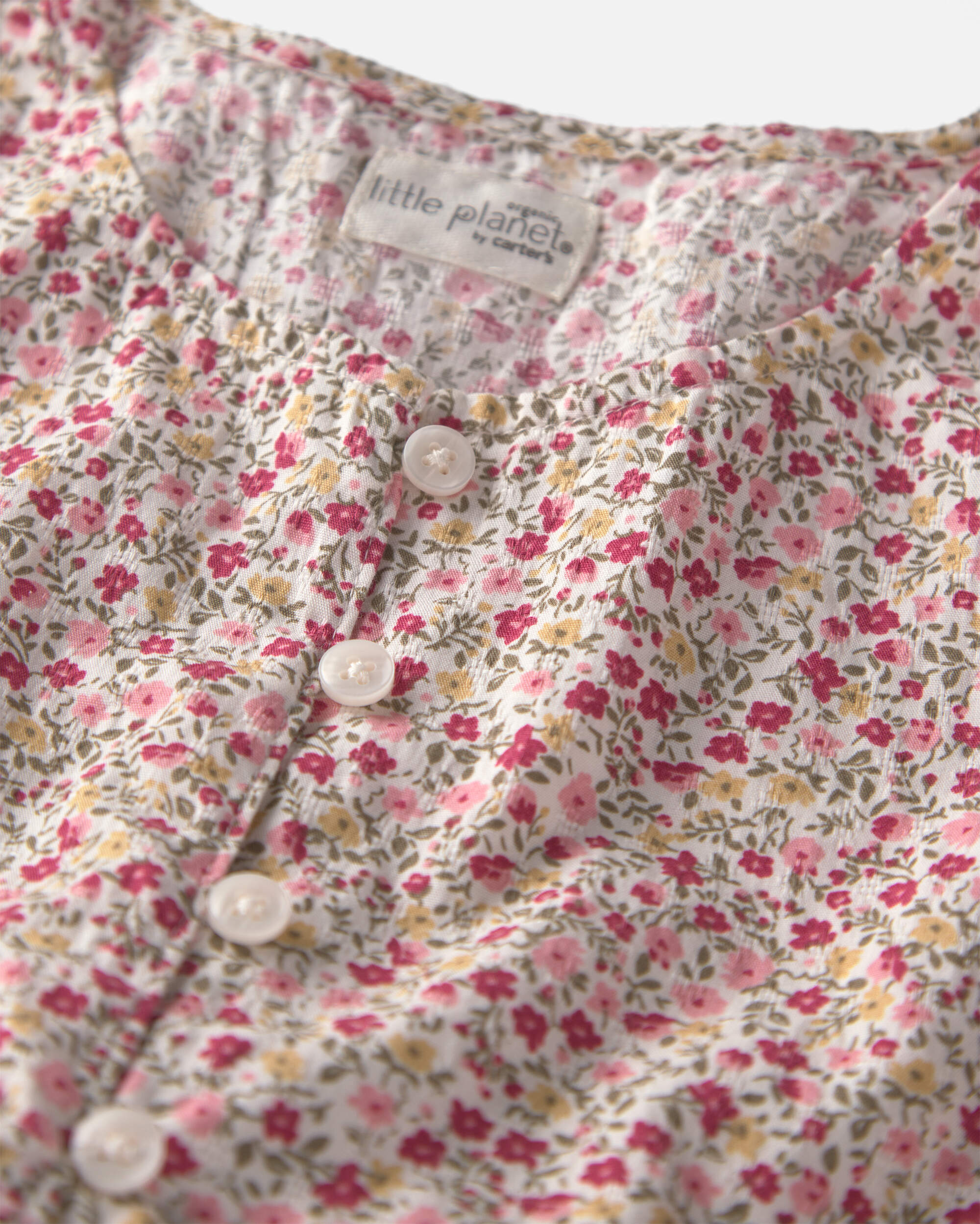 Girls Organic Cotton Dobby Dress Floral