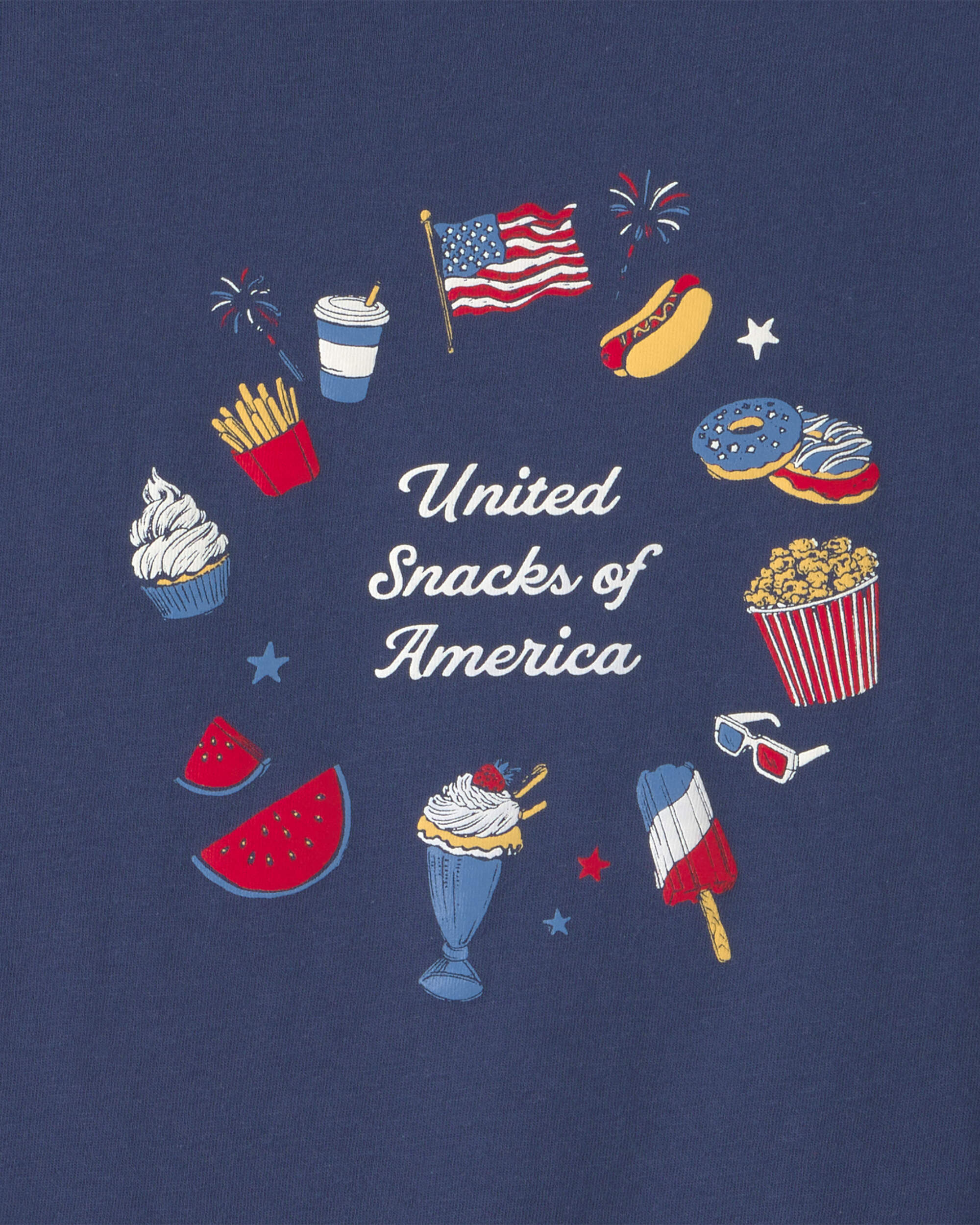 Girls 'United Snacks of America' Graphic Tee - Navy Blue