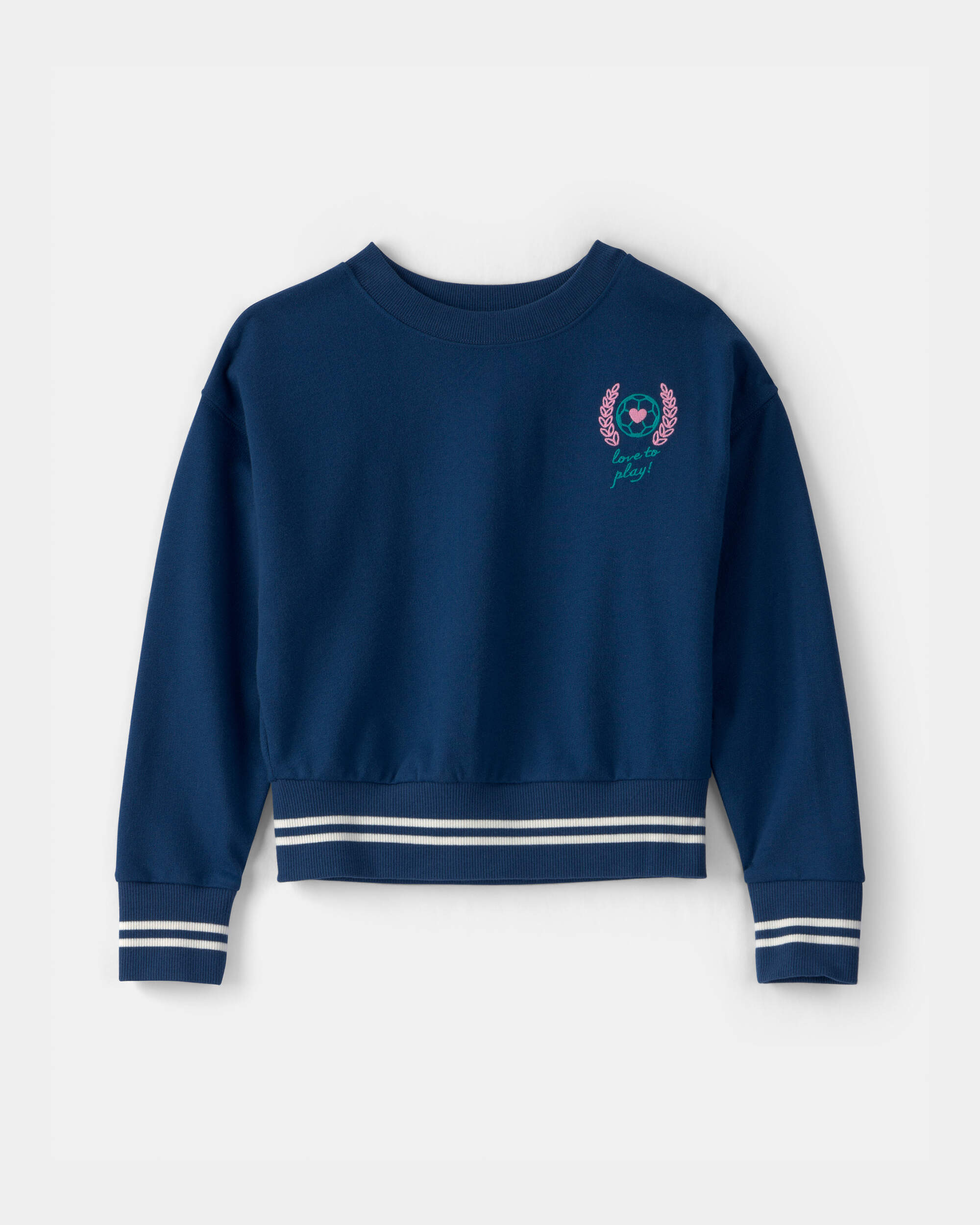 Girls French Terry Pullover Sweatshirt - Blue