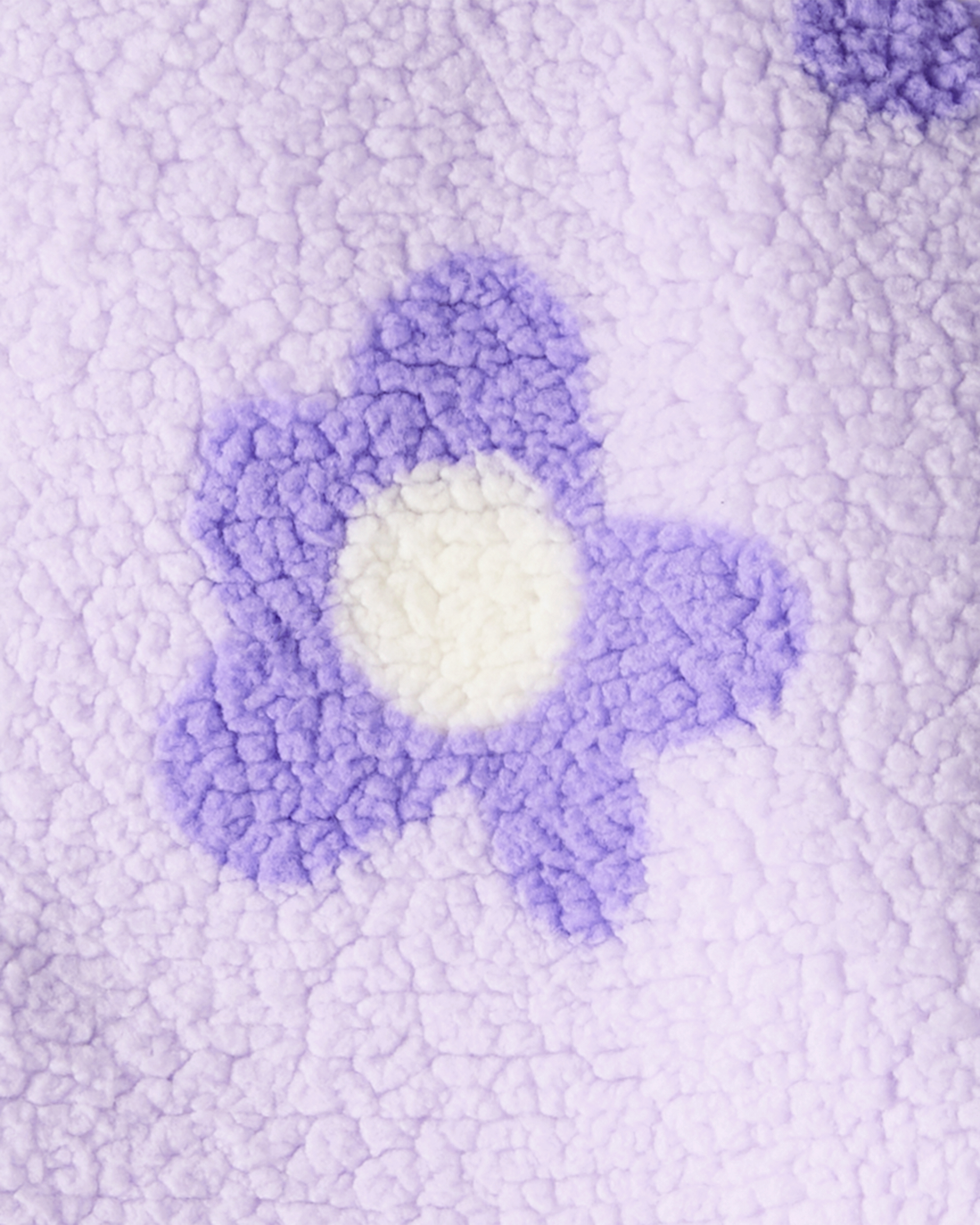 Toddler Girl Floral Sherpa Quarter-Zip Pullover - Purple