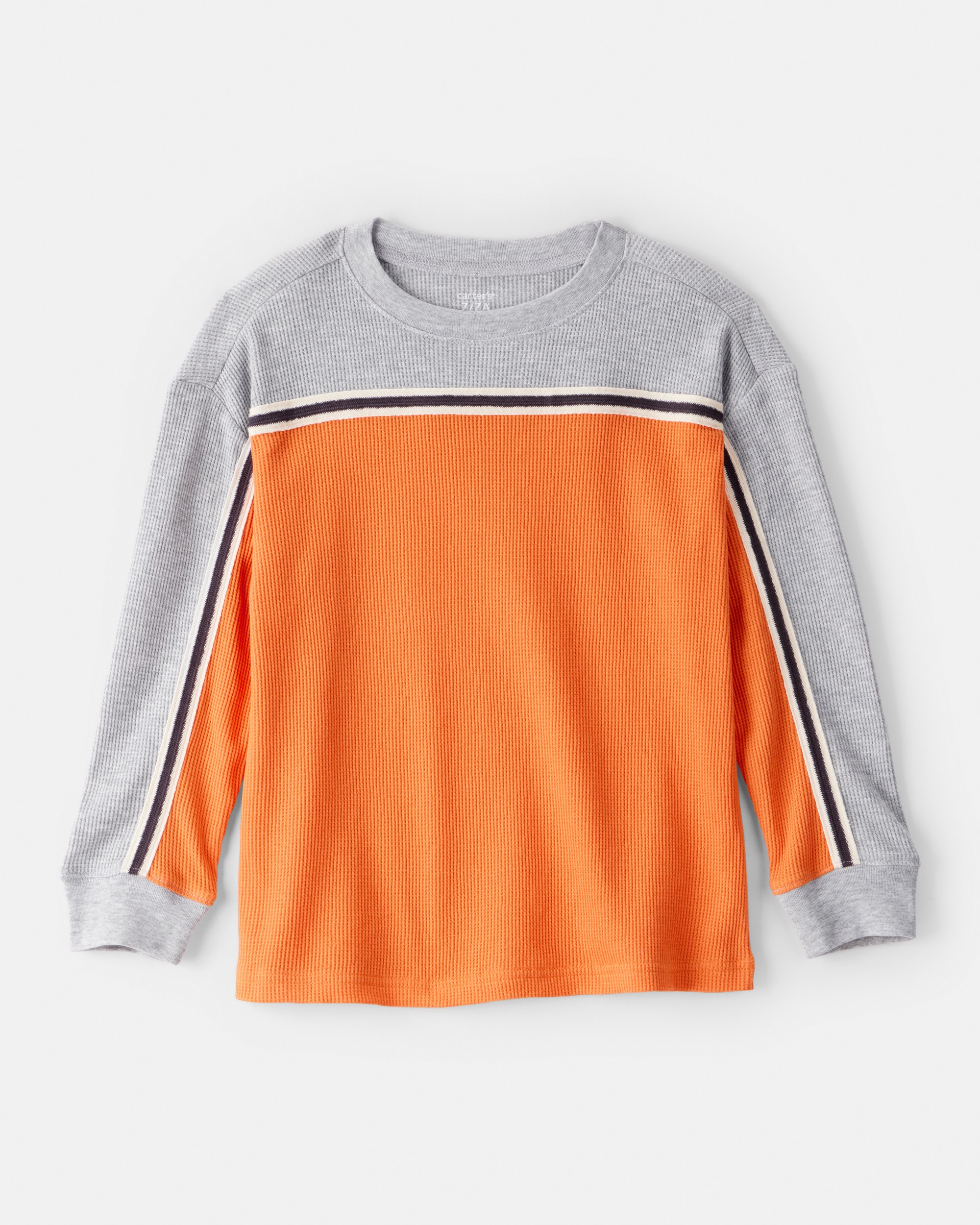 Boys Colourblock Thermal Long-Sleeve Tee - Orange/Grey