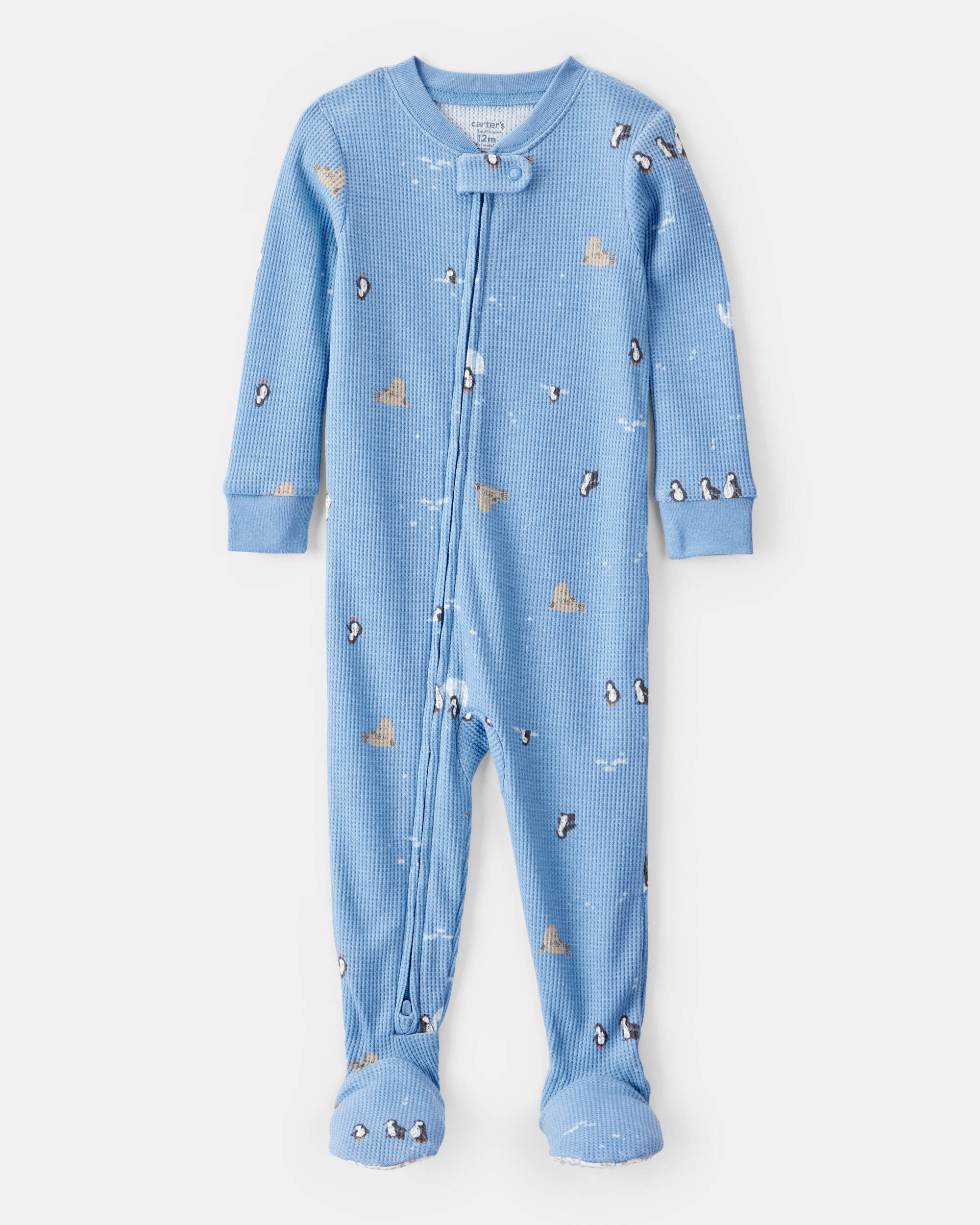 Baby Boy Arctic Animal Print Cotton Long-Sleeve Snug Fit 1-Piece pyjamas - Blue