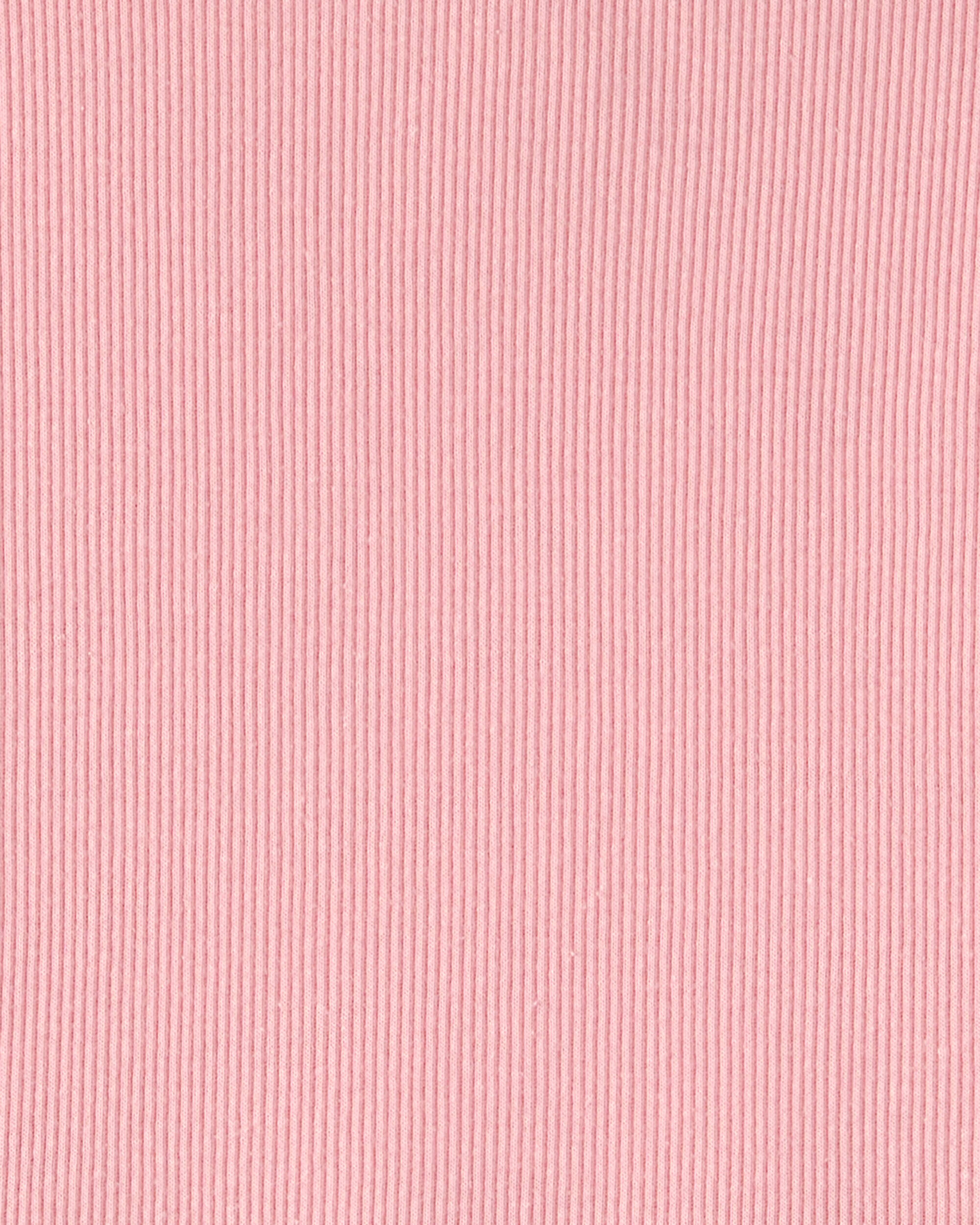 Girls Rib Short-Sleeve Dress - Pink