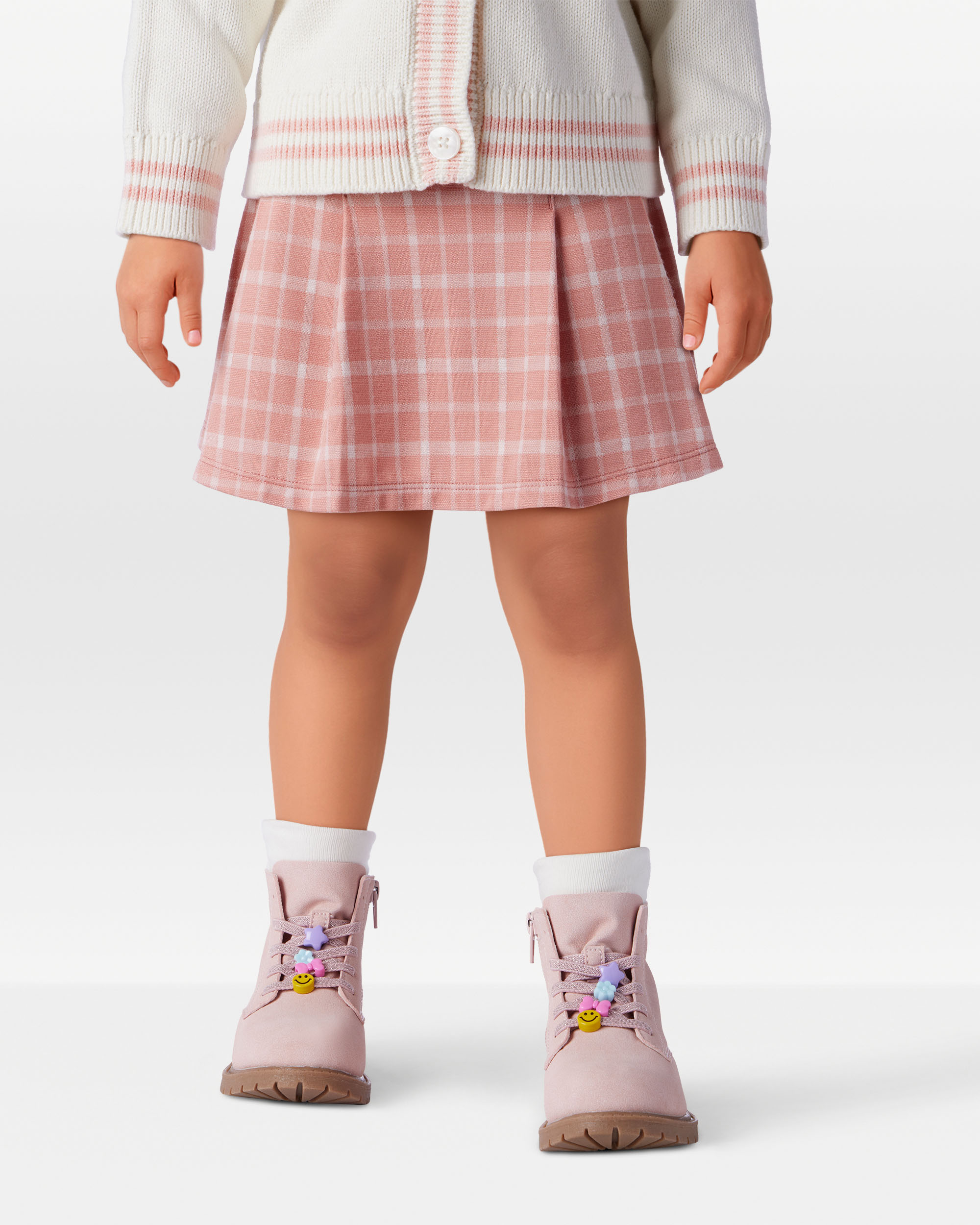 Toddler Girl Plaid Knit Skort - Pink
