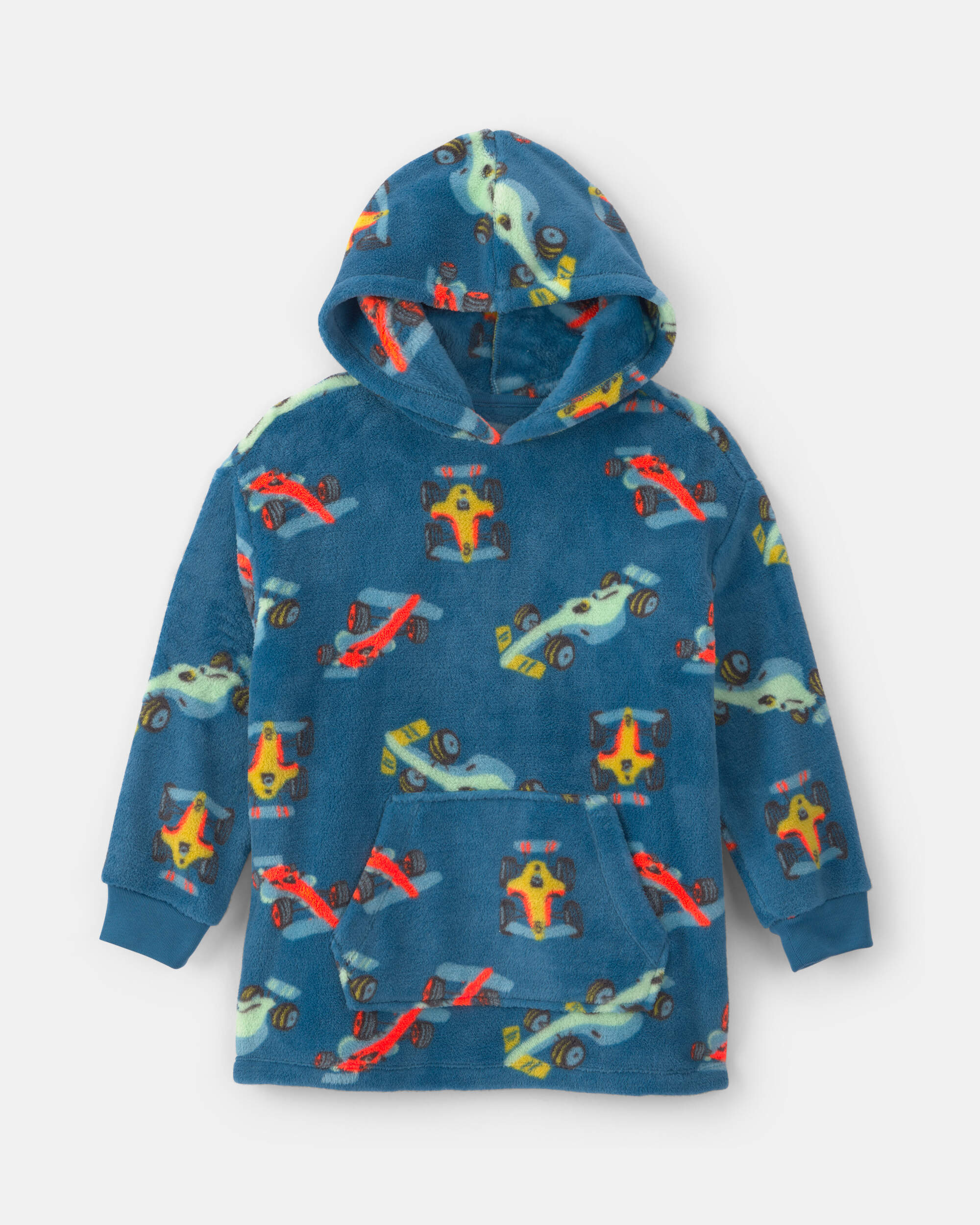 Boys Racecar Fleece Loose Fit Pyjama Hoodie - Navy Blue