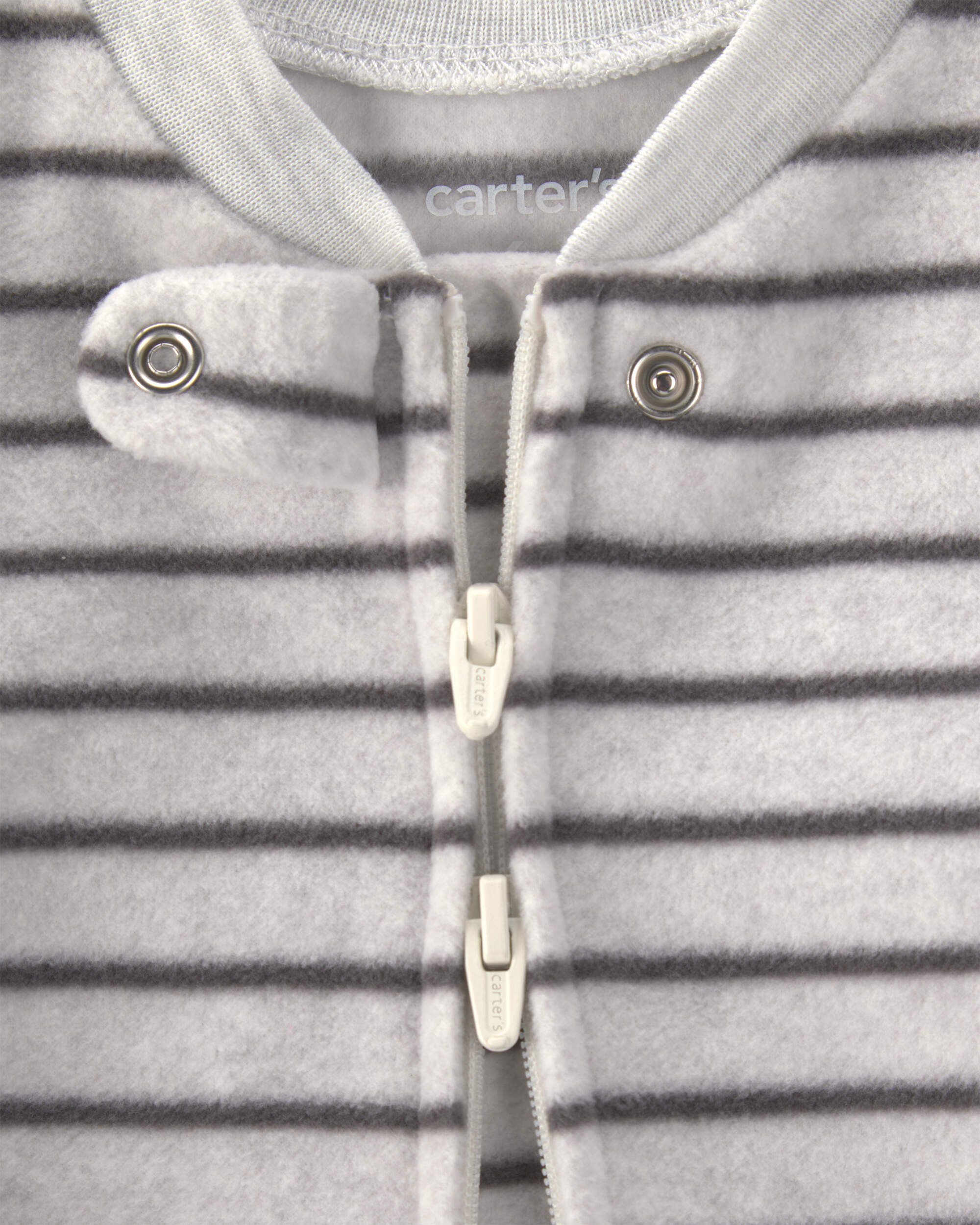 Baby Boy 2-Pack Safari Animals Striped Fleece 2-Way Zip Sleepers- Green/Grey