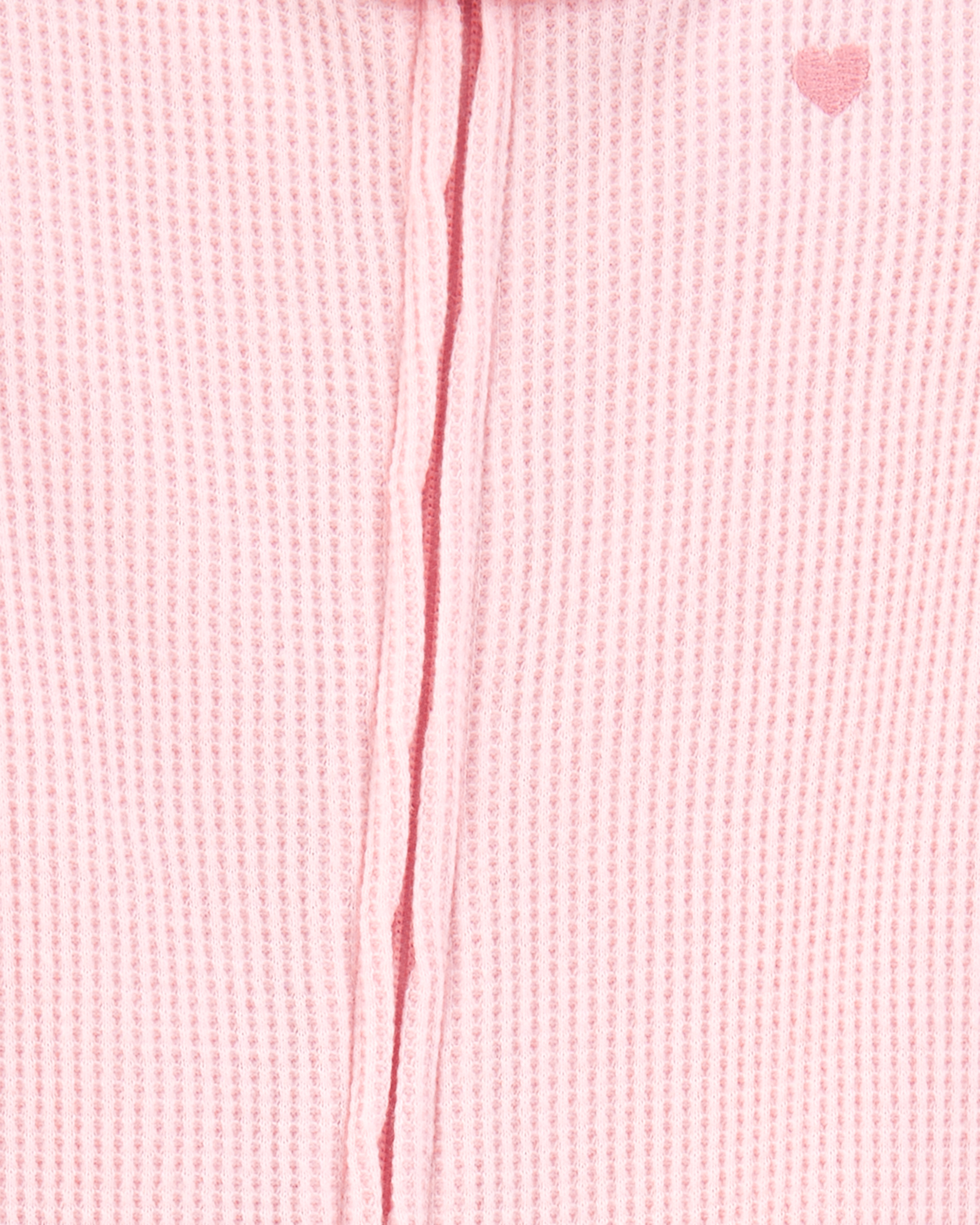 Baby Girl Heart Waffle Knit Footie 1-Piece Pyjamas - Pink