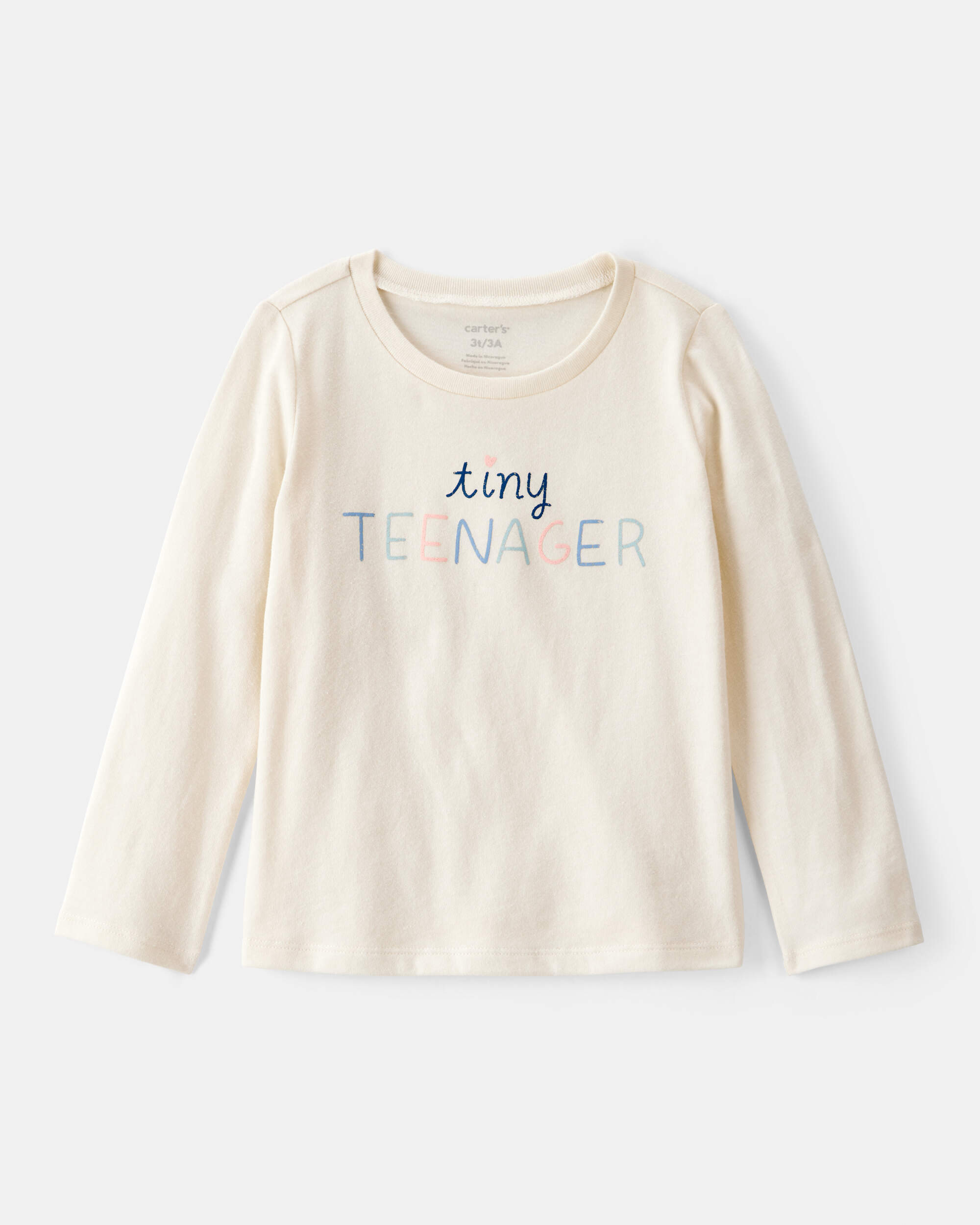 Toddler Girl 'Tiny Teenager' Long-Sleeve Graphic Tee - Cream