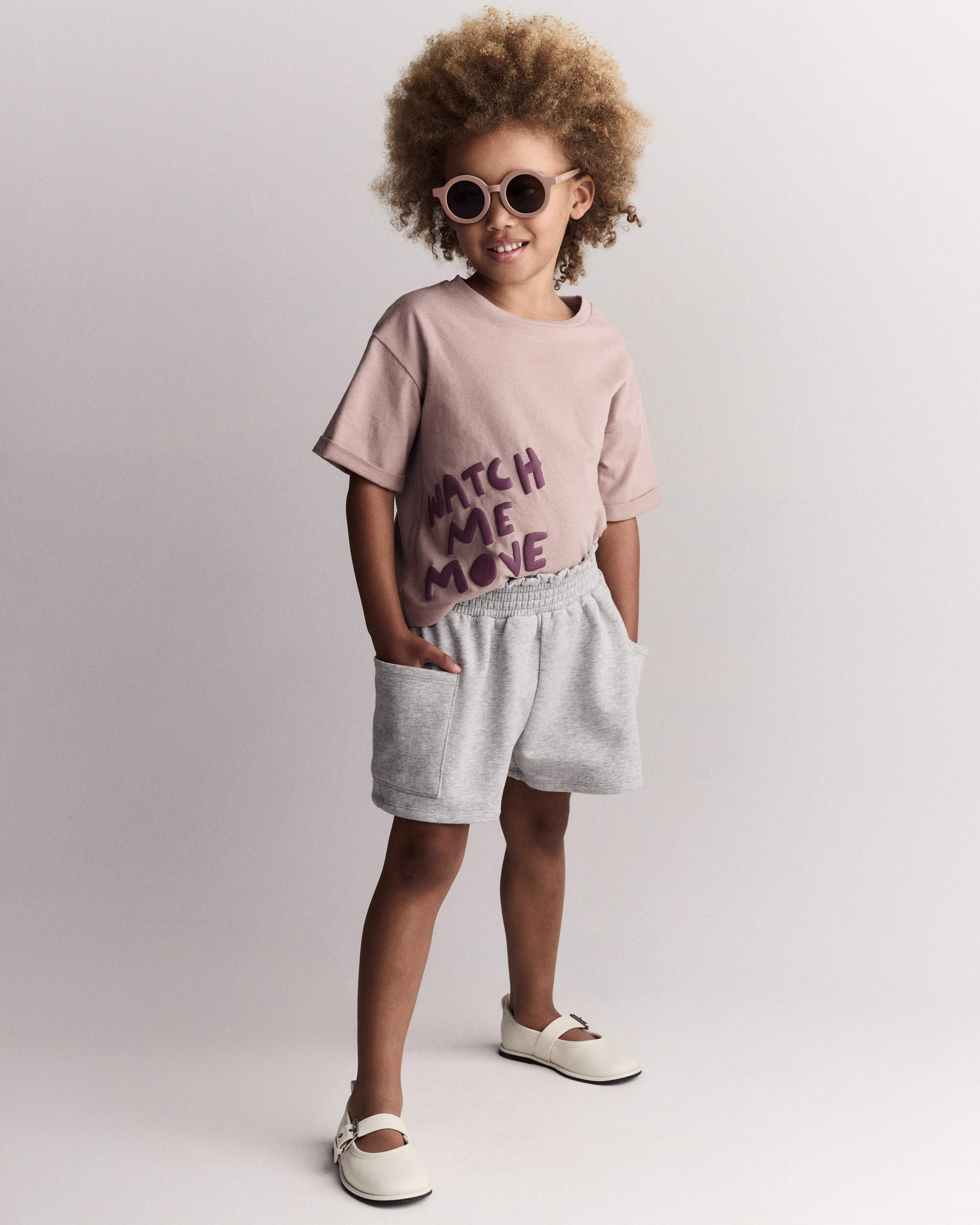 Toddler Girl Fleece Swing Short with Pockets- Heathered Grey