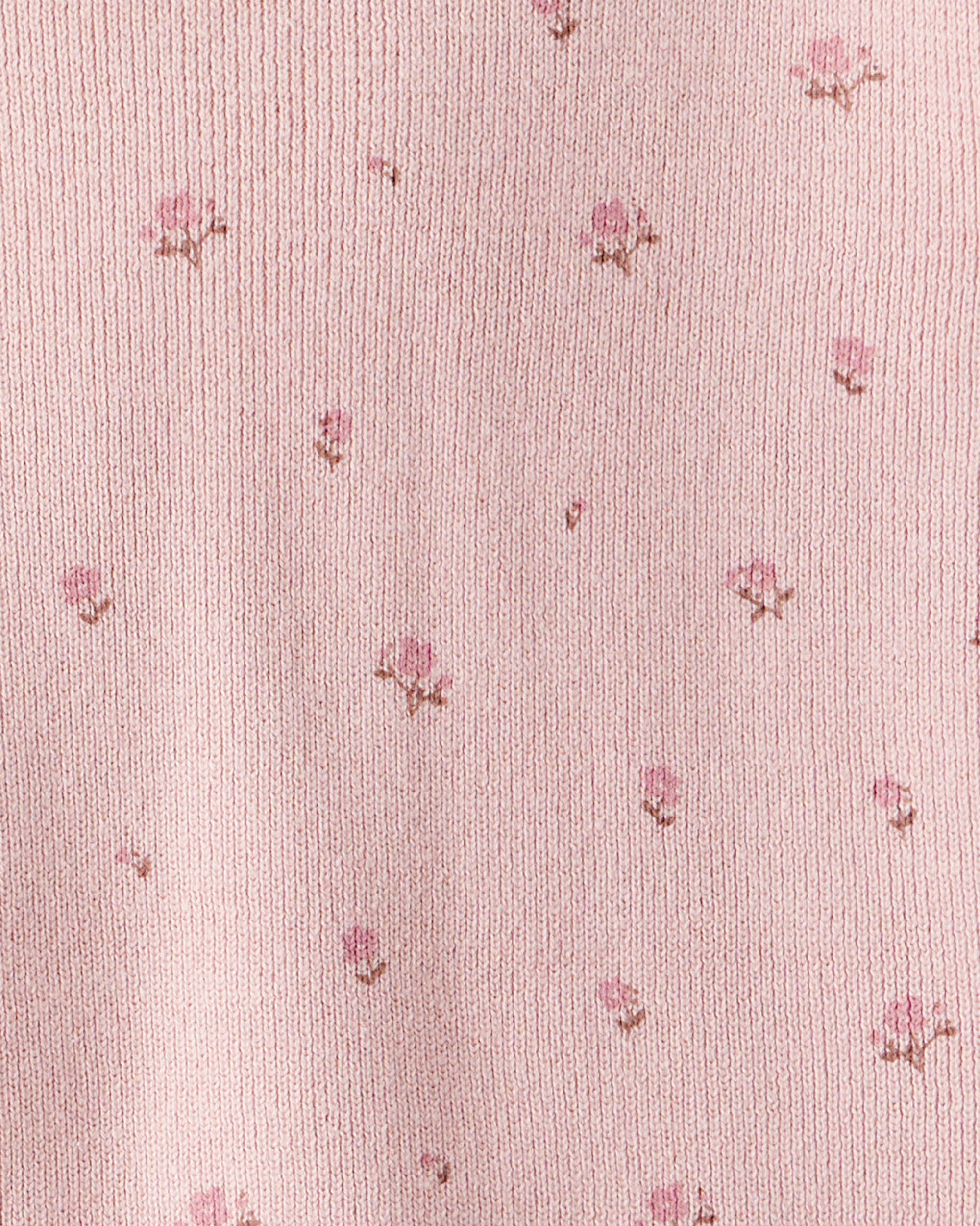 Toddler Girl 2-Piece Organic Cotton Sweater Knit Set Blush Petals Print
