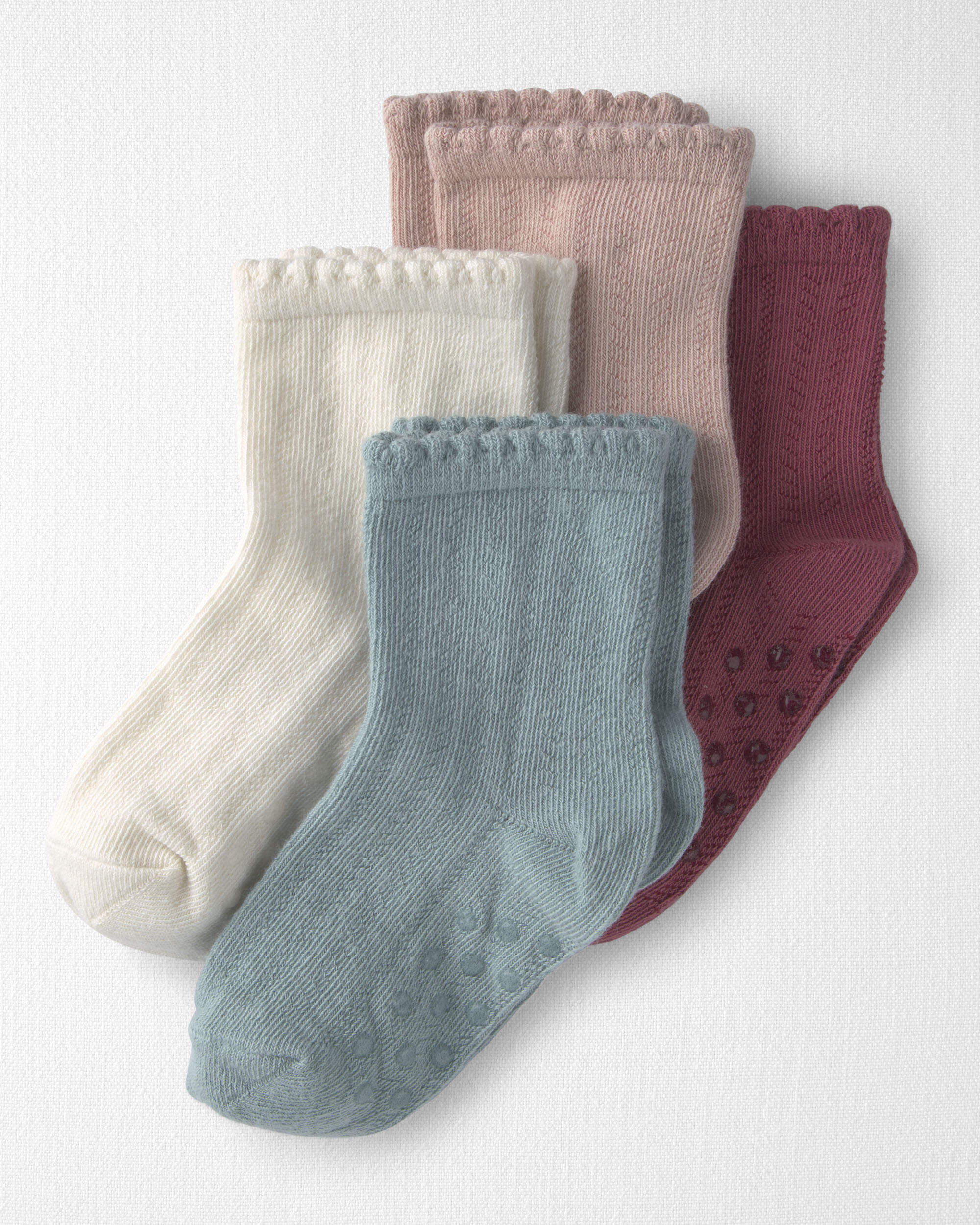 Toddler Girl 4-Pack No-Slip Ankle Socks Made with Organic Cotton