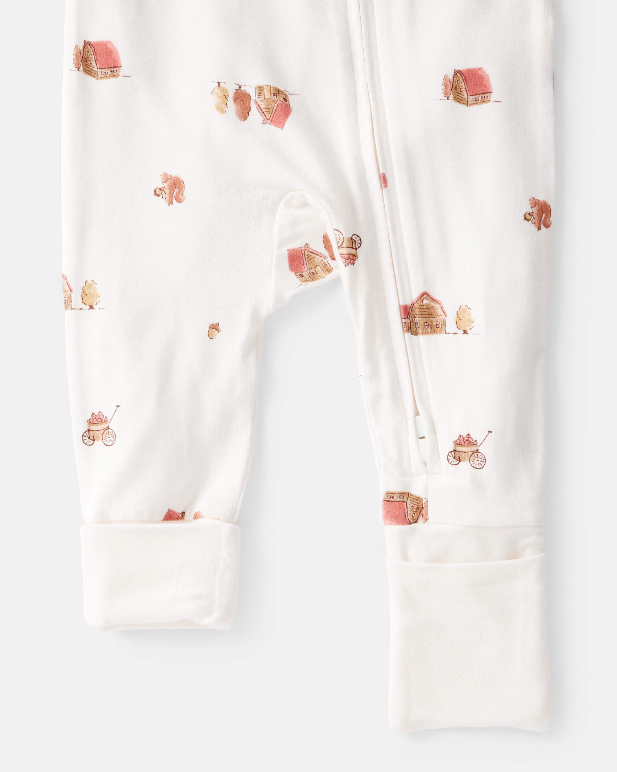 Baby Fall Print PurelySoft Long-Sleeve 2-Way Zip Sleeper- White