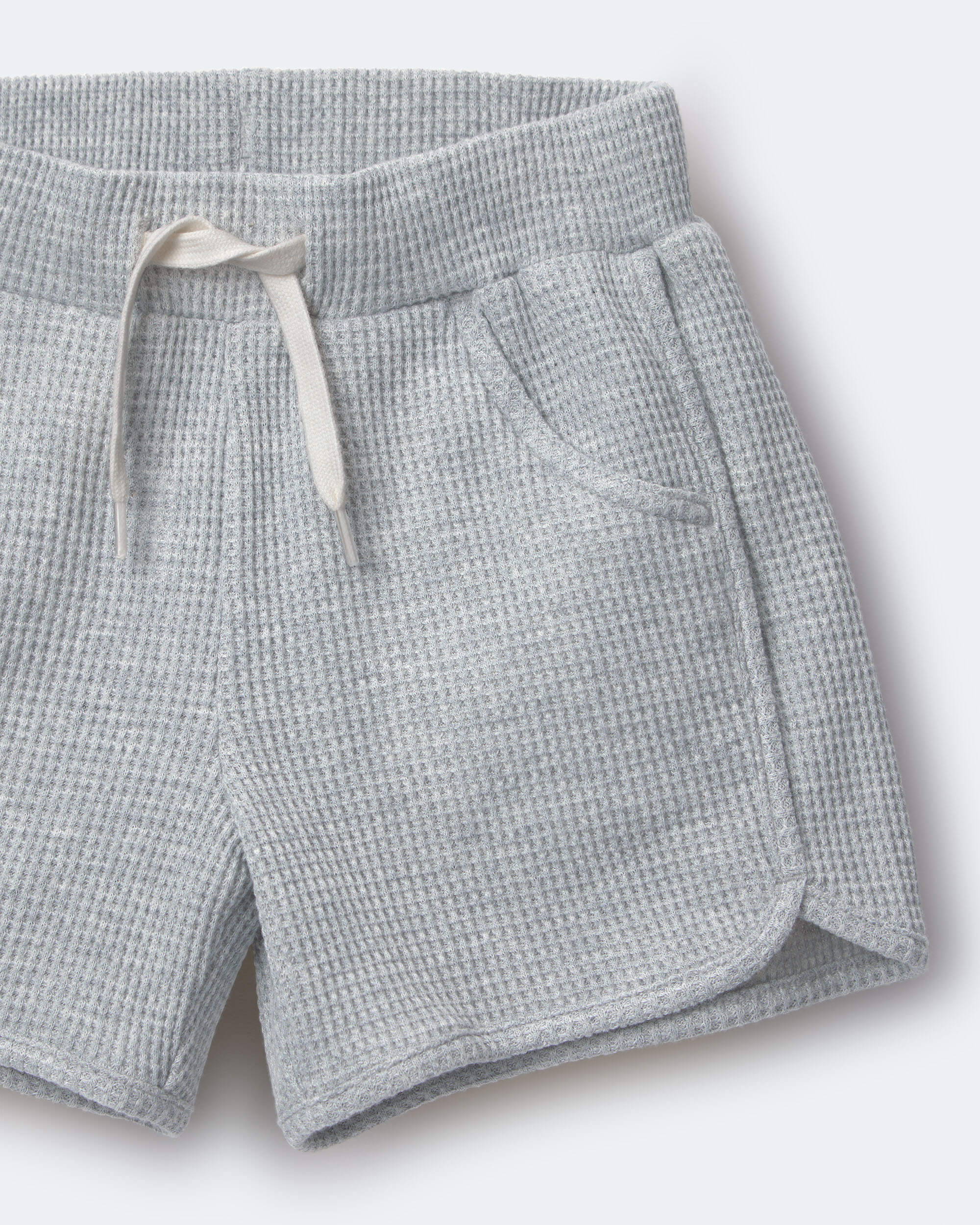 Toddler Waffle Knit Dolphin-Hem Short - Heather Grey