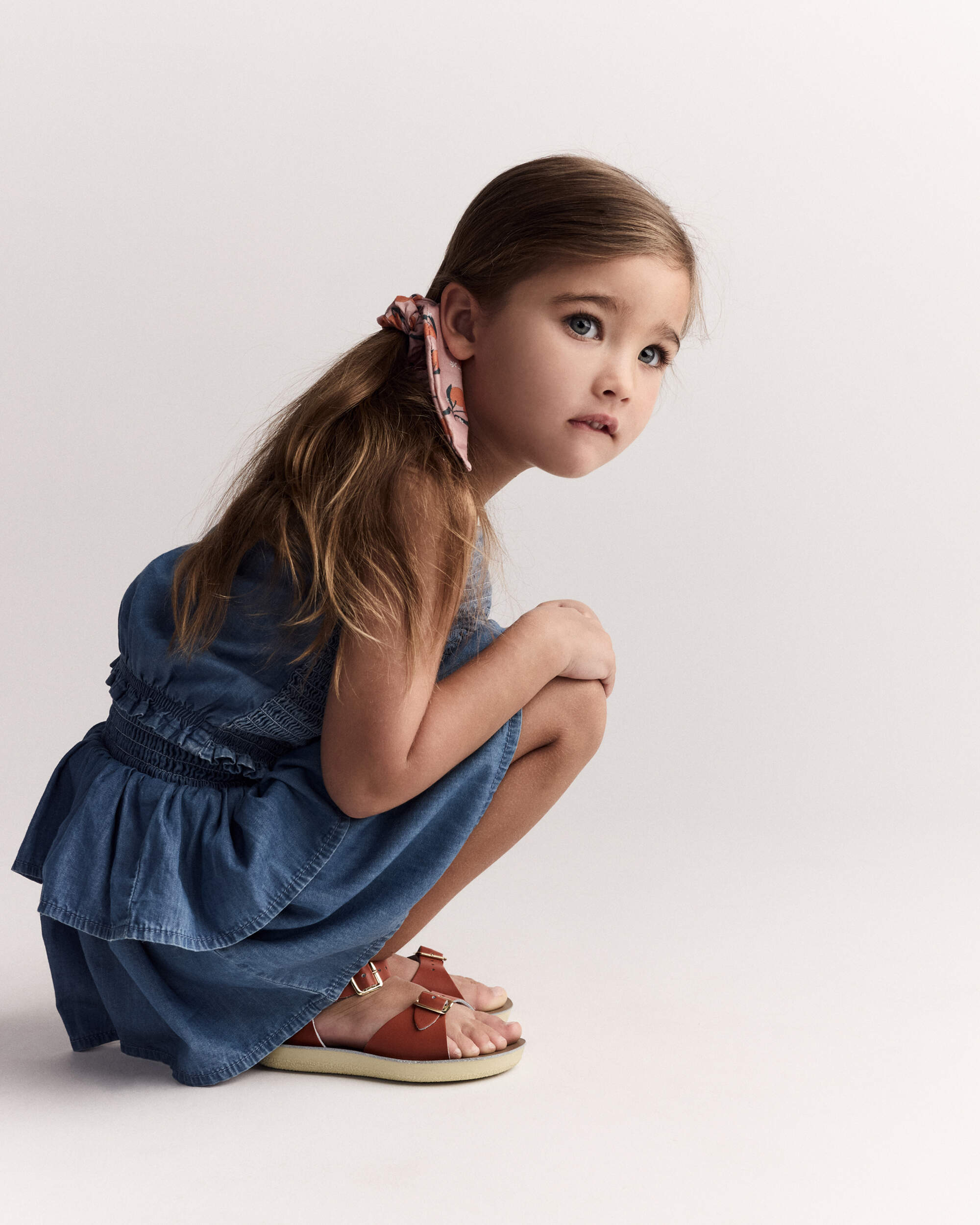 Toddler Girl Smocked Tiered Skirt Chambray