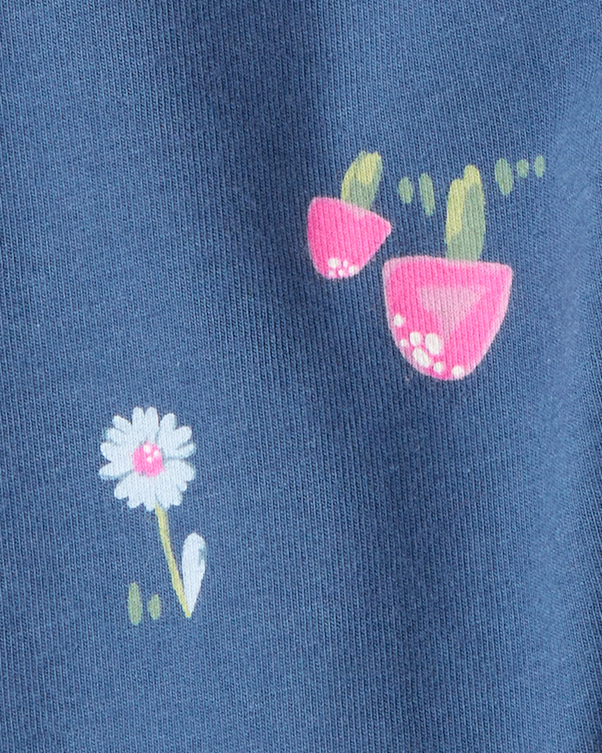 Baby Girl Floral Cotton Pull-On Stretch Leggings - Blue