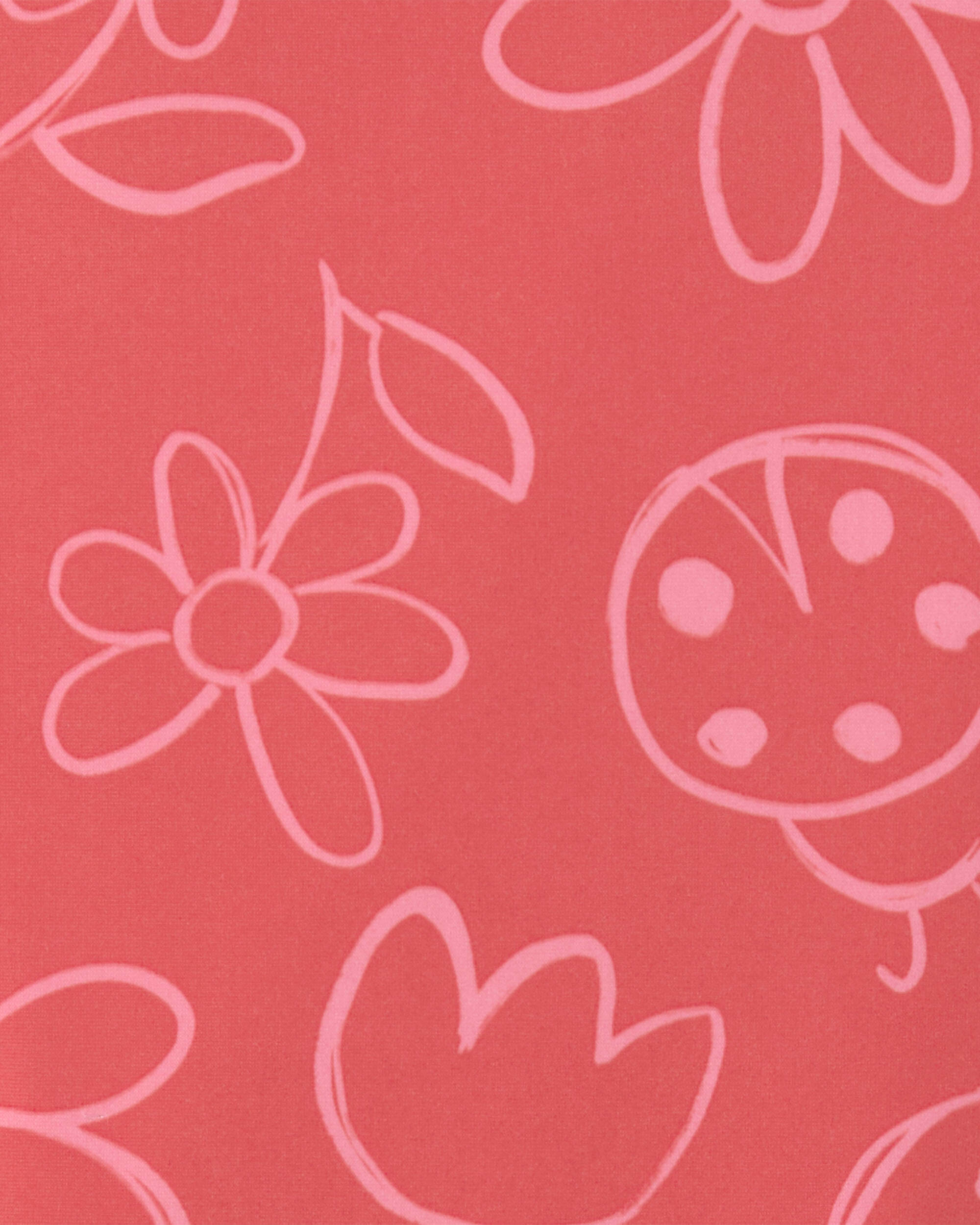 Toddler Girl  Floral 1-Piece Swimsuit - Red