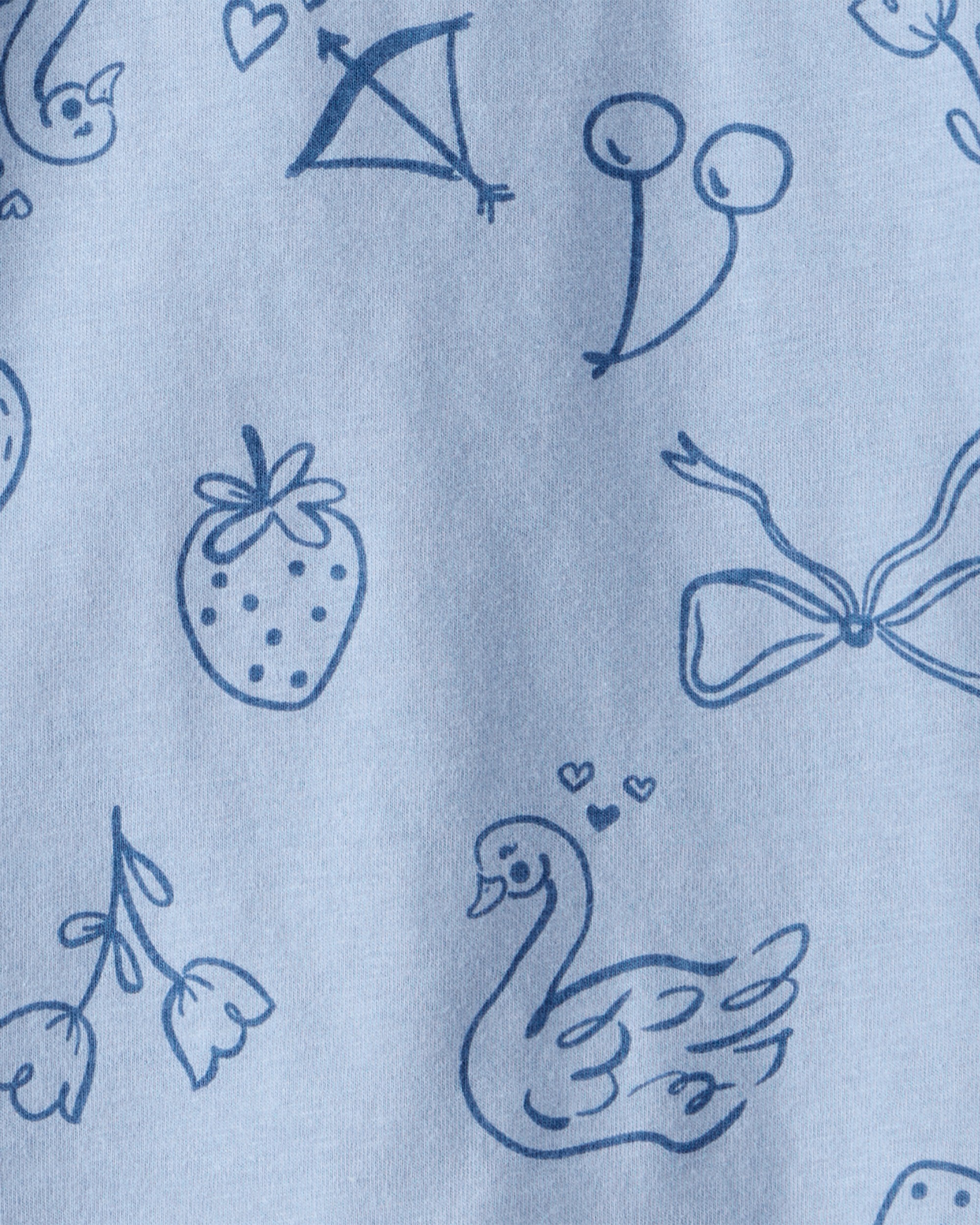 Toddler Girl Icon Print Long Sleeve Tee - Blue