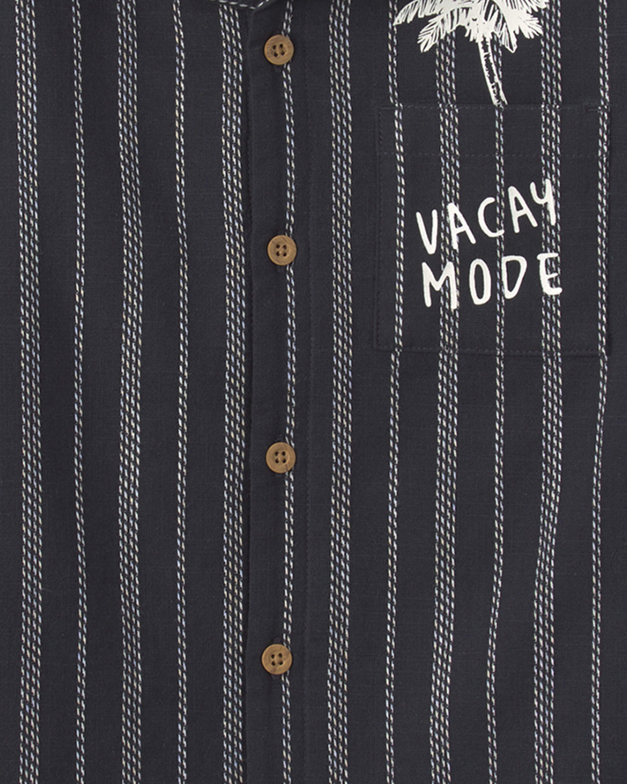 Boys Striped Short-Sleeve Button-Down Shirt - Black