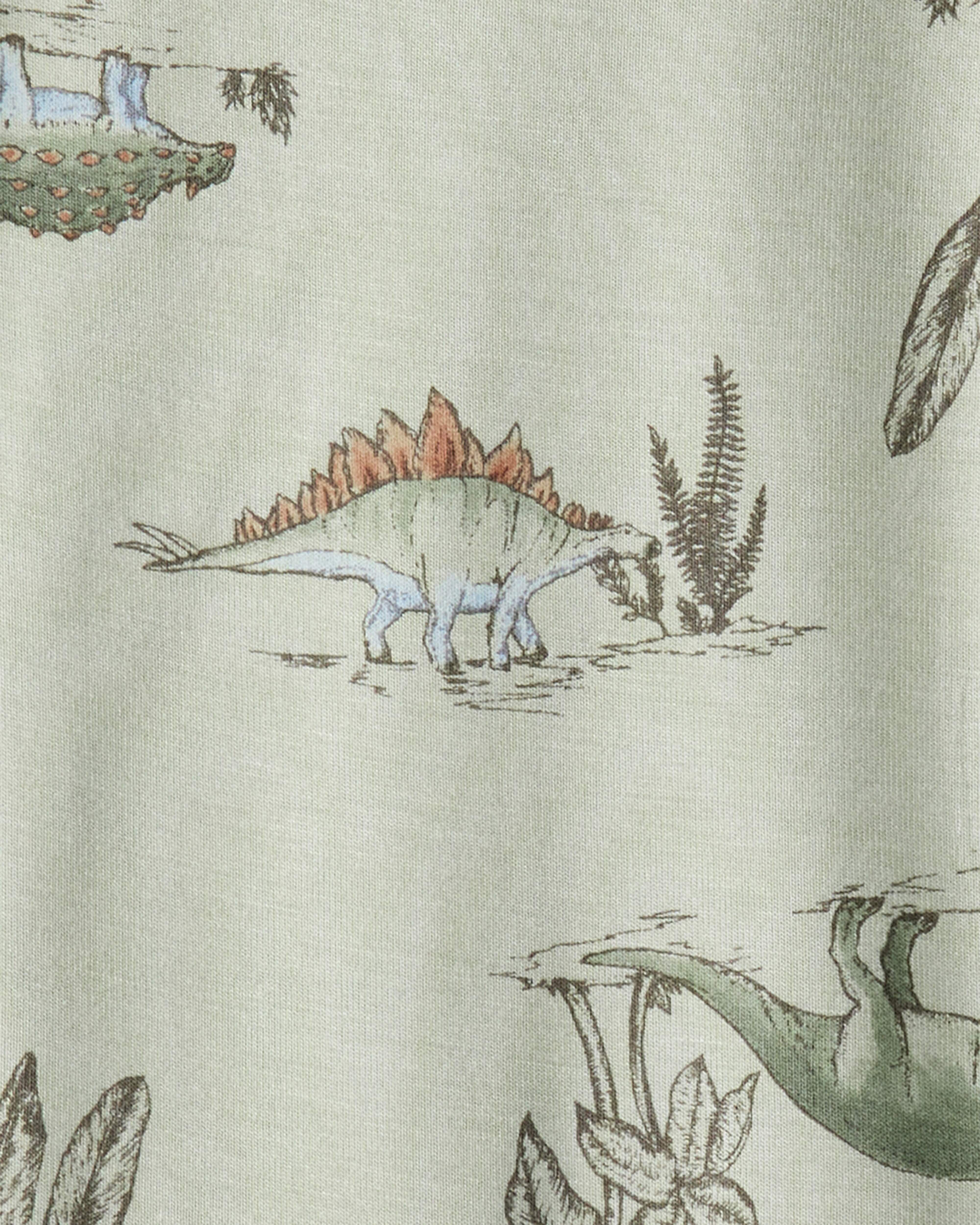 Baby Boy 2-Pack Dinosaur Print PurelySoft Long-Sleeve Multipack Bodysuits - Green