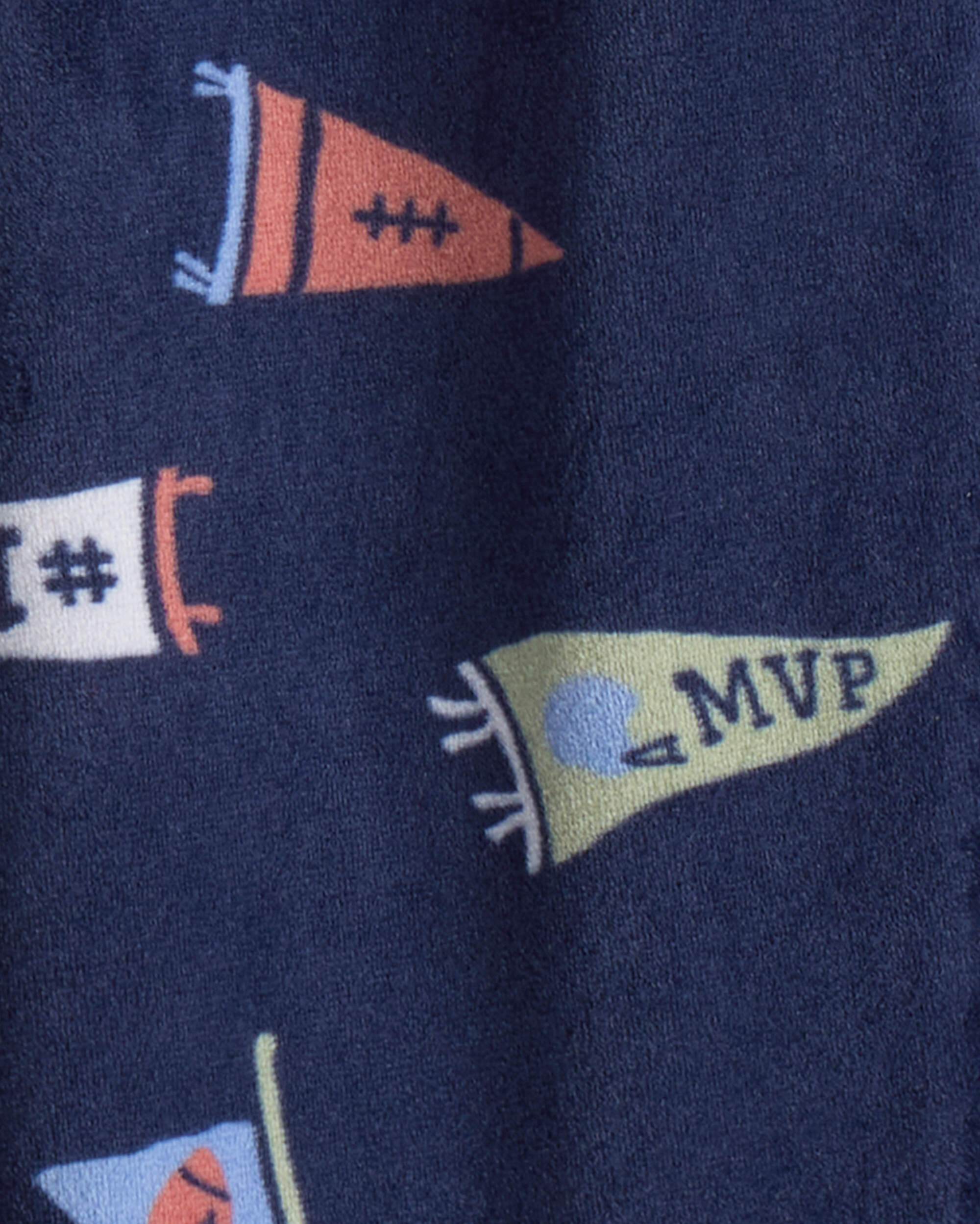 Toddler Boy 1-Piece 'MVP' Fleece Footie Pyjama - Navy