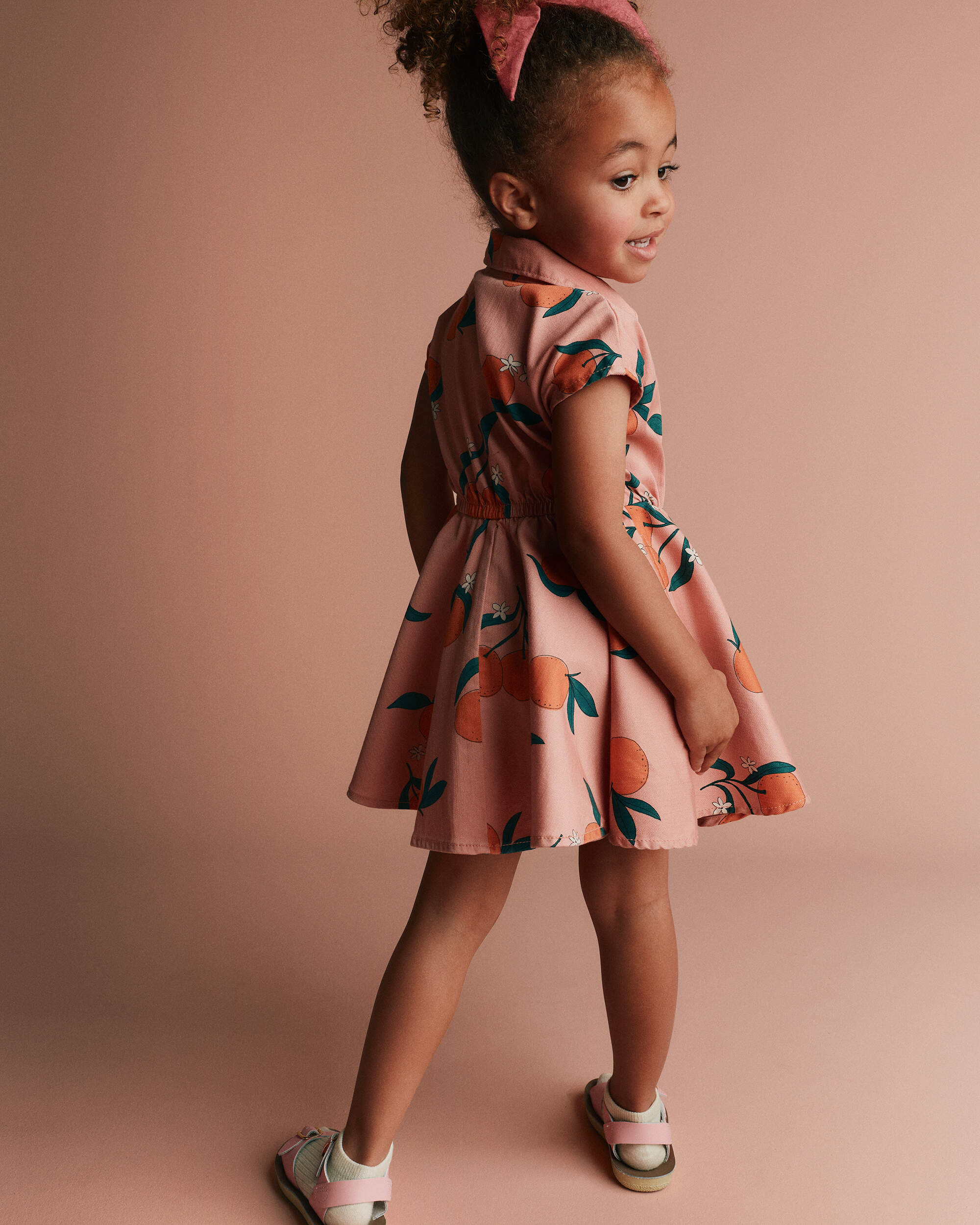 Toddler Girl Avenue Twirl™ Dress Clementine Grove Print - Peach