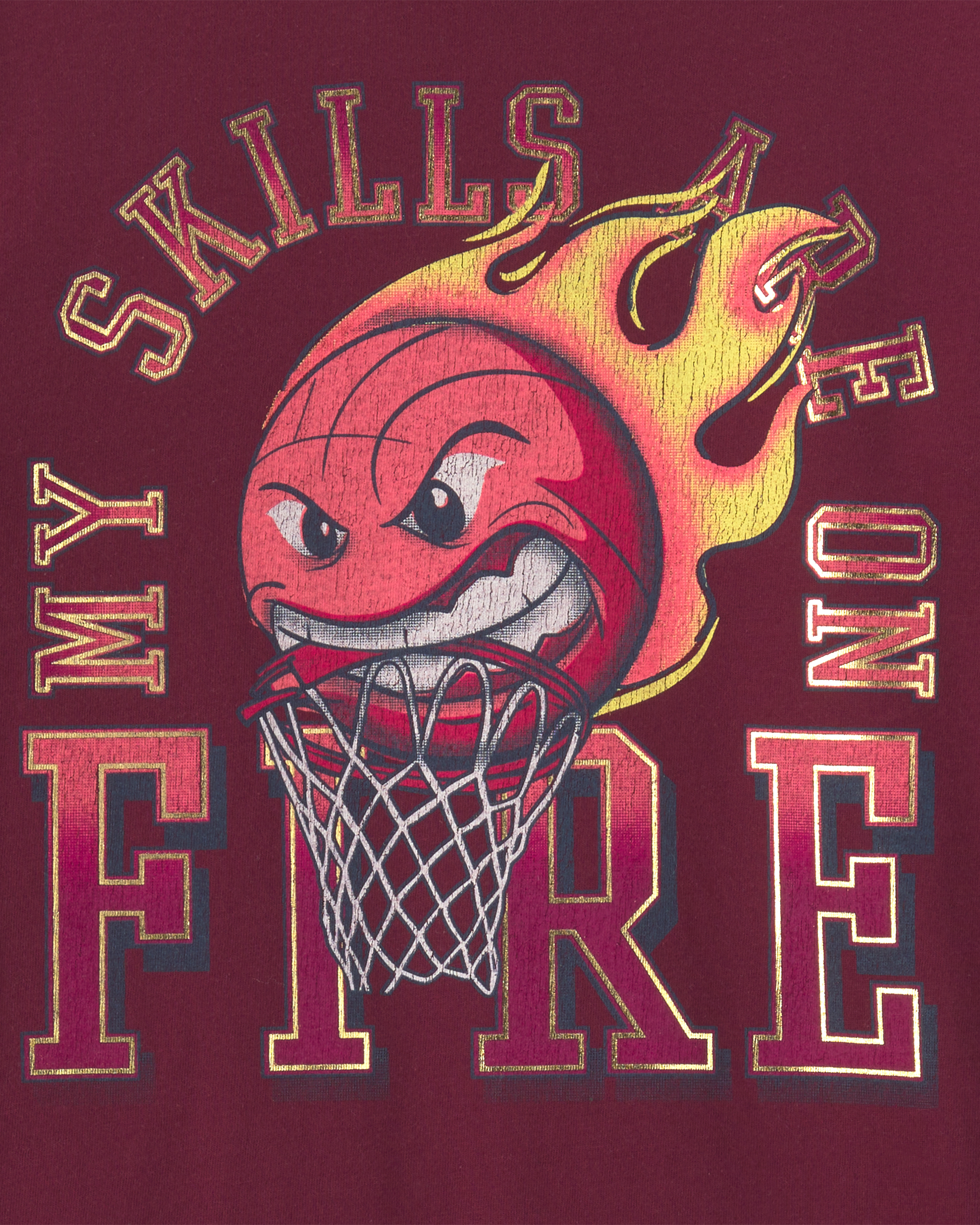 Boys 'Fire Basketball' Graphic Tee- Maroon