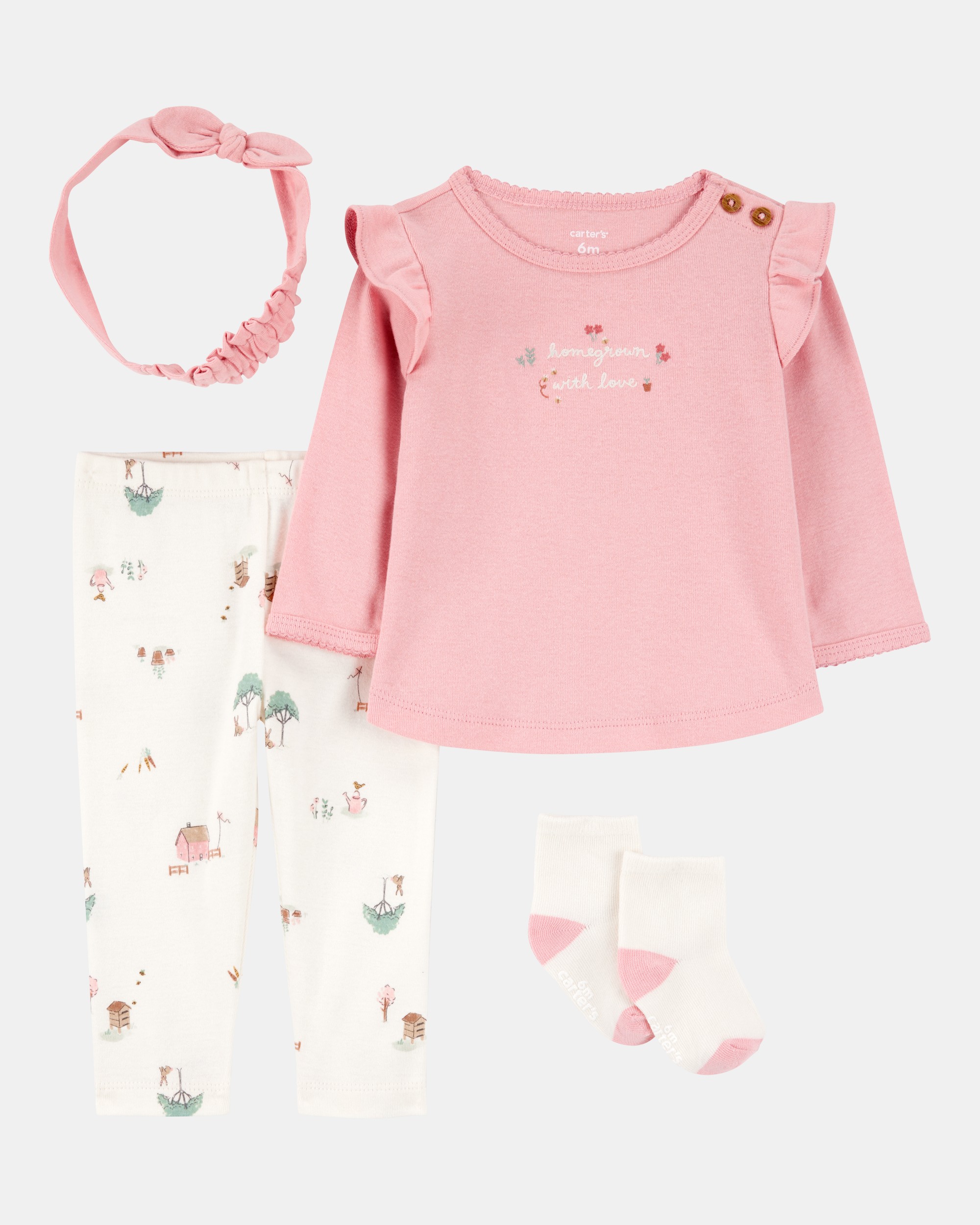 Baby 4-Piece Barn Print Outfit Set