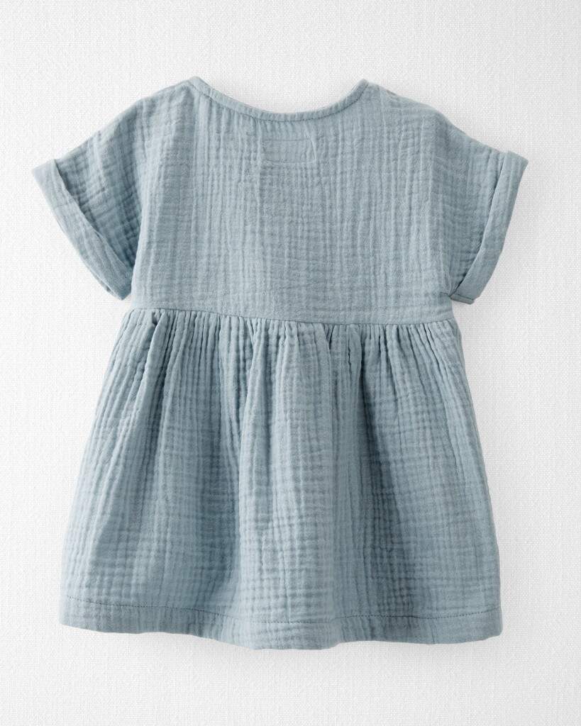 Baby Organic Cotton Gauze Dress Blue