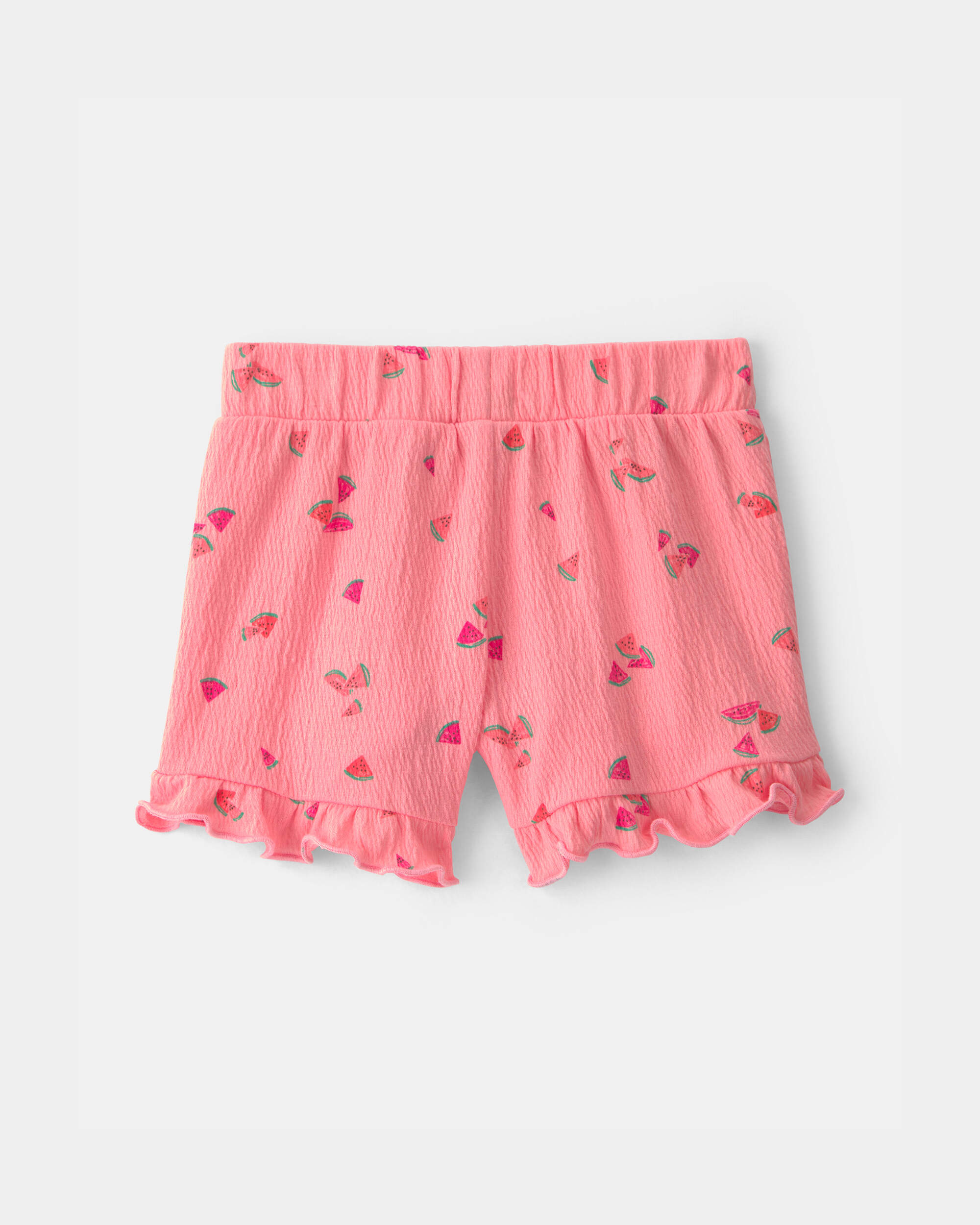 Baby Girl Ruffle-Trim Watermelon Shorts - Pink