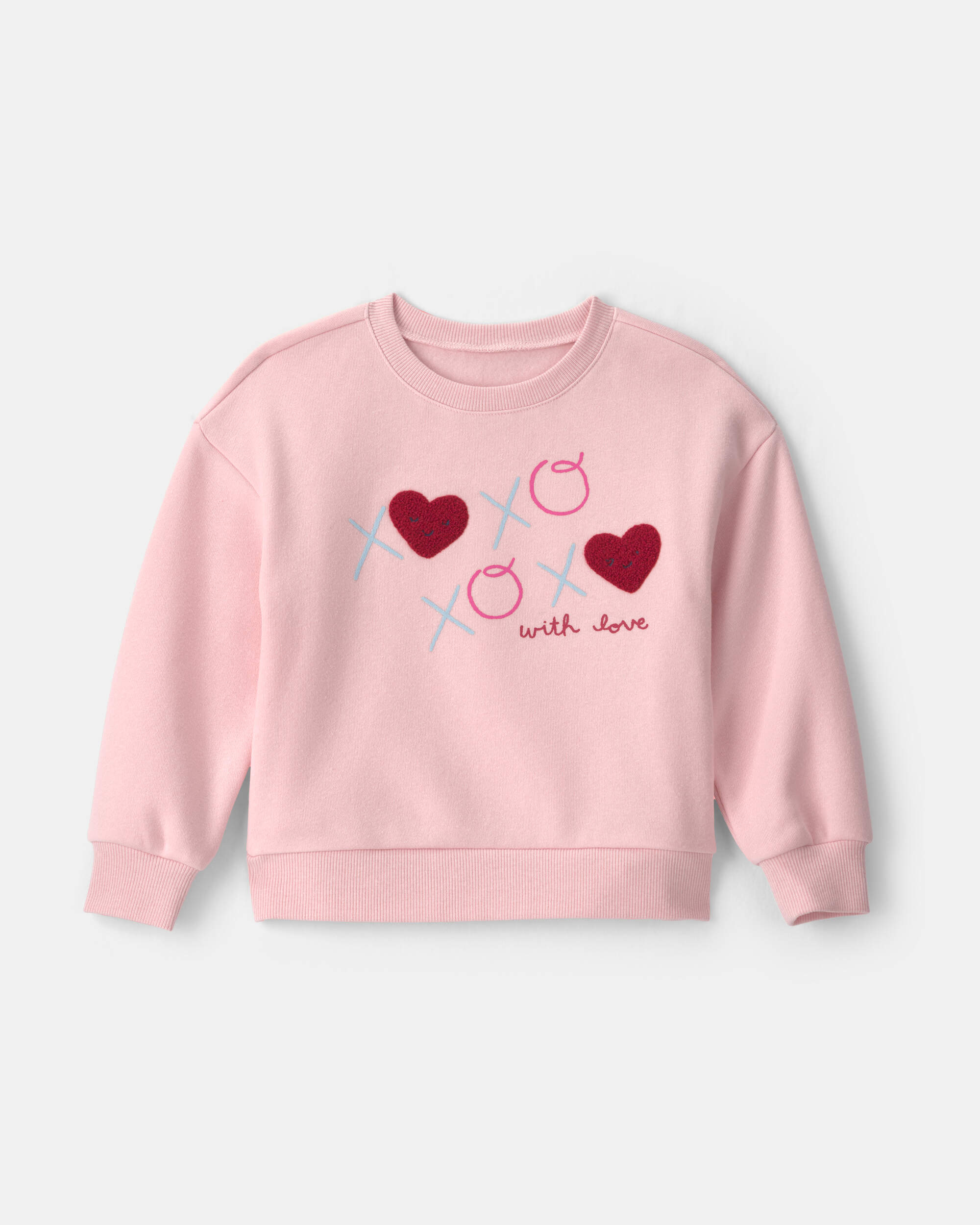 Toddler Girl 'XOXO' Heart Valentine's Day Pullover Sweatshirt - Pink