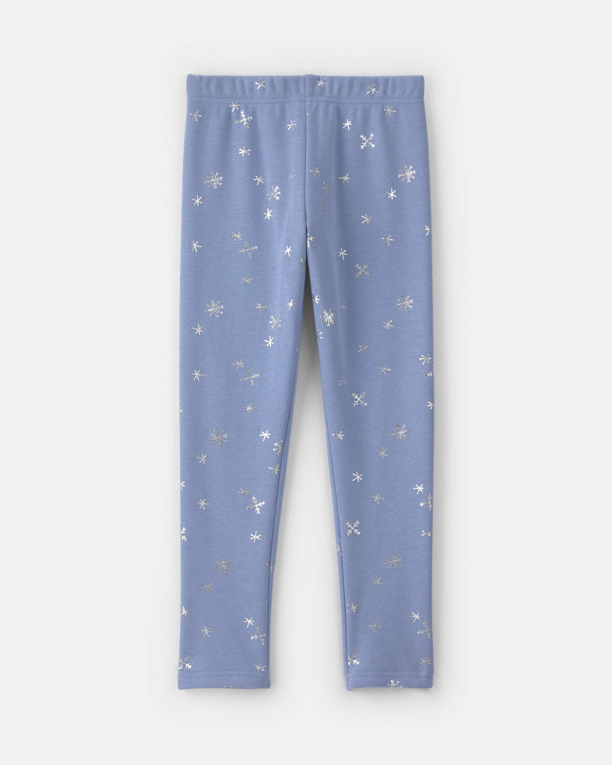 Girls Snowflake Fleece Pull-On Stretch Leggings - Blue/White