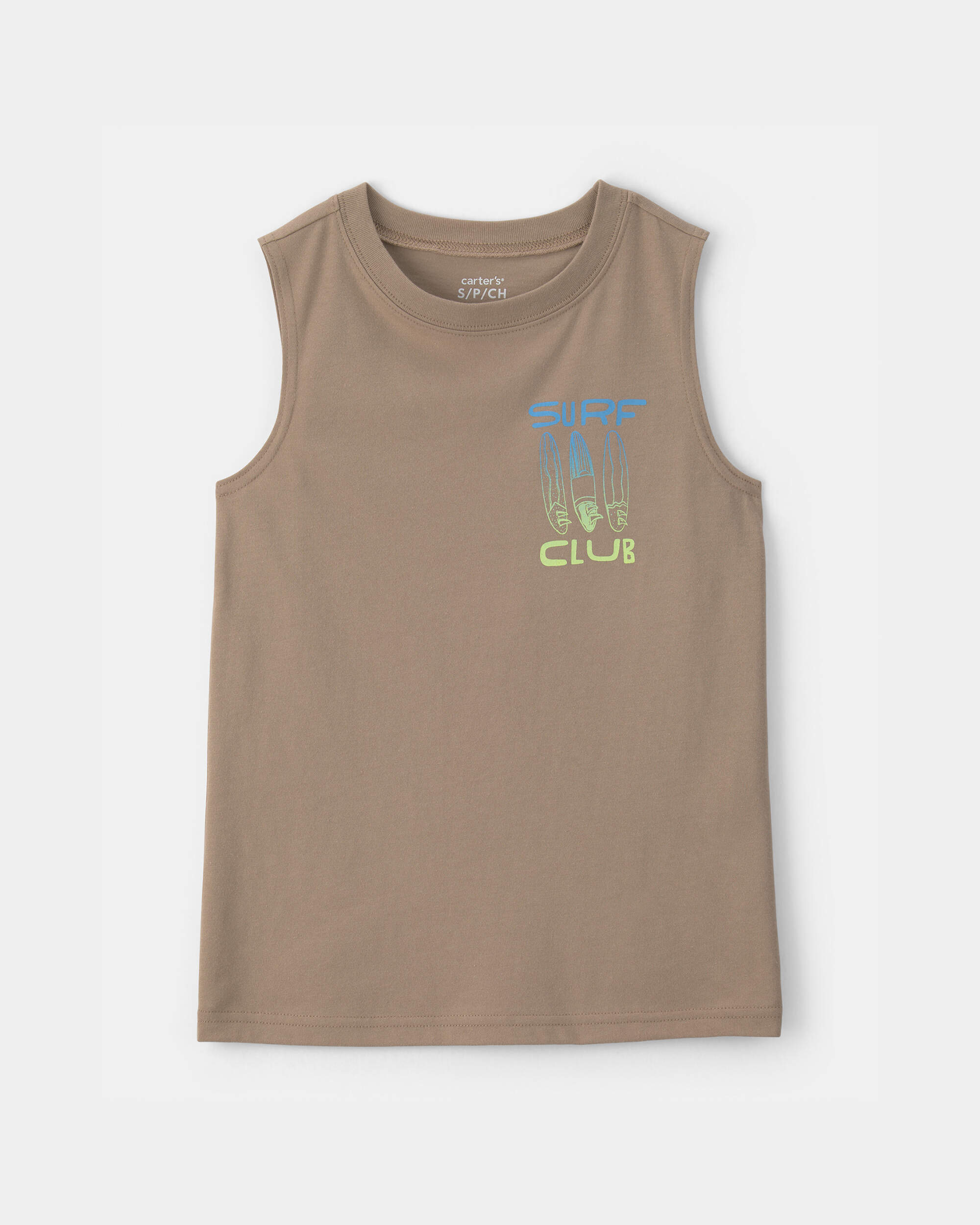 Boys 'Surf Club' Graphic Tank - Brown