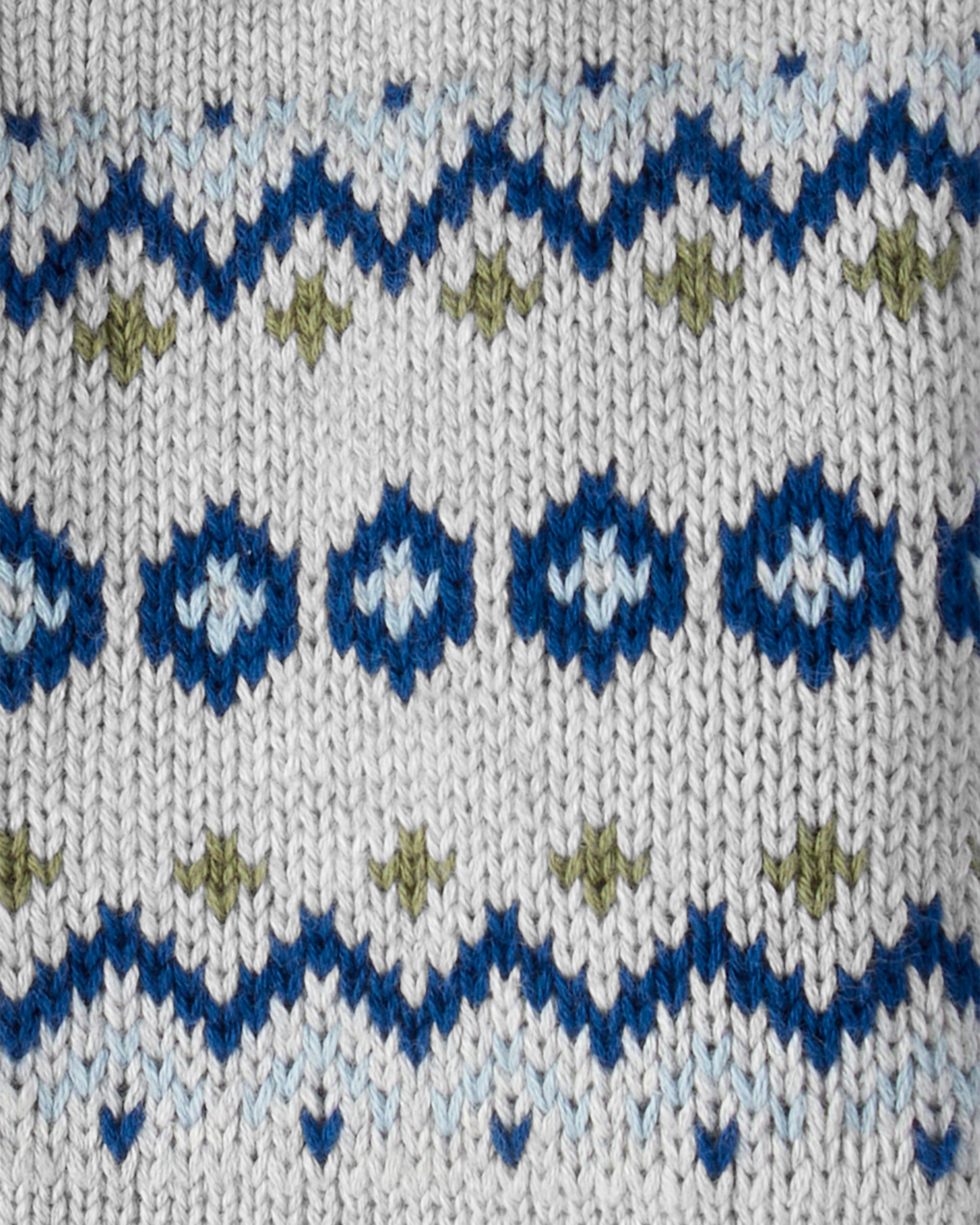 Baby Boy Organic Cotton Fair Isle Sweater Knit Jacket