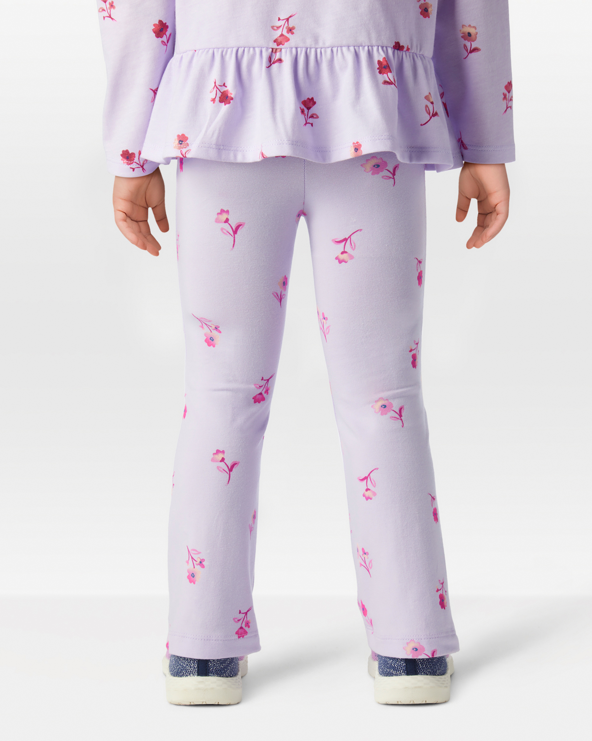 Toddler Girl Floral Cotton Flare Pull-On Stretch Leggings - Purple