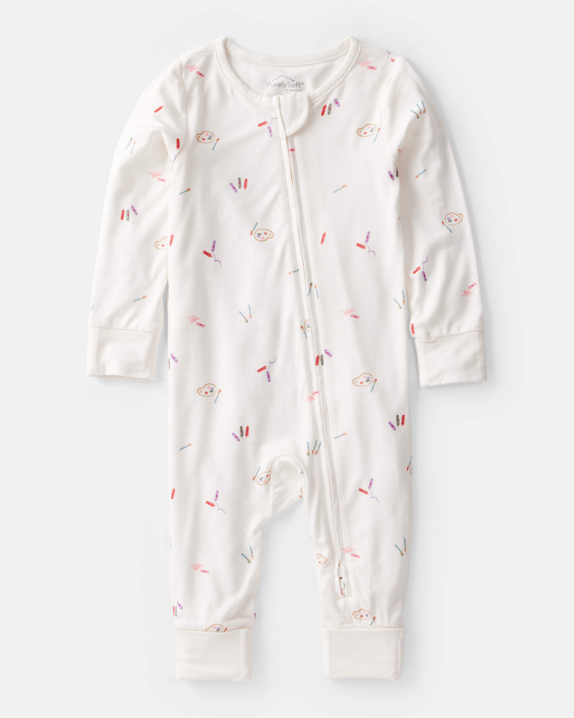 Baby Girl Art Print PurelySoft Sleeper- White