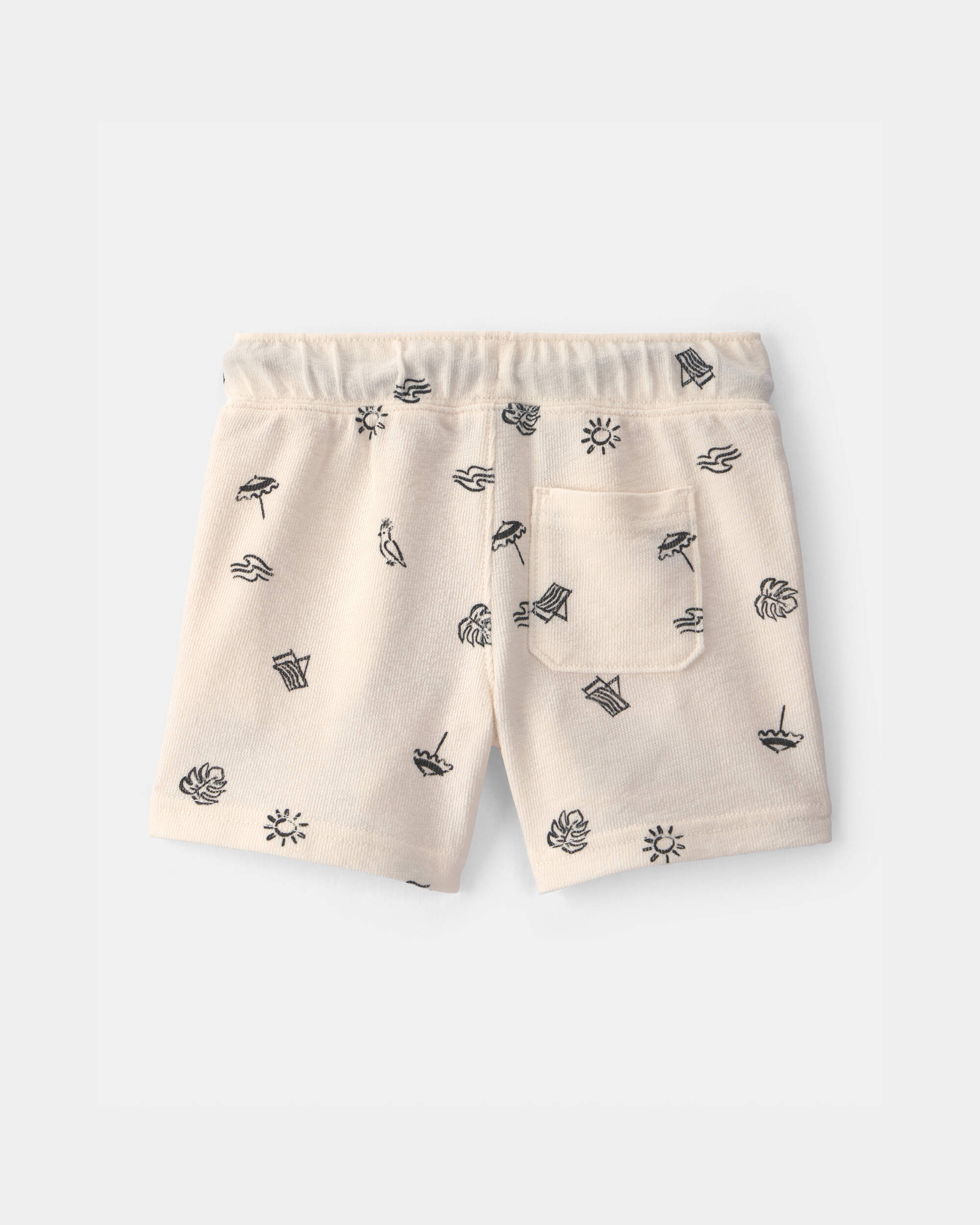 Toddler Boy Beach Shorts - Cream/Black