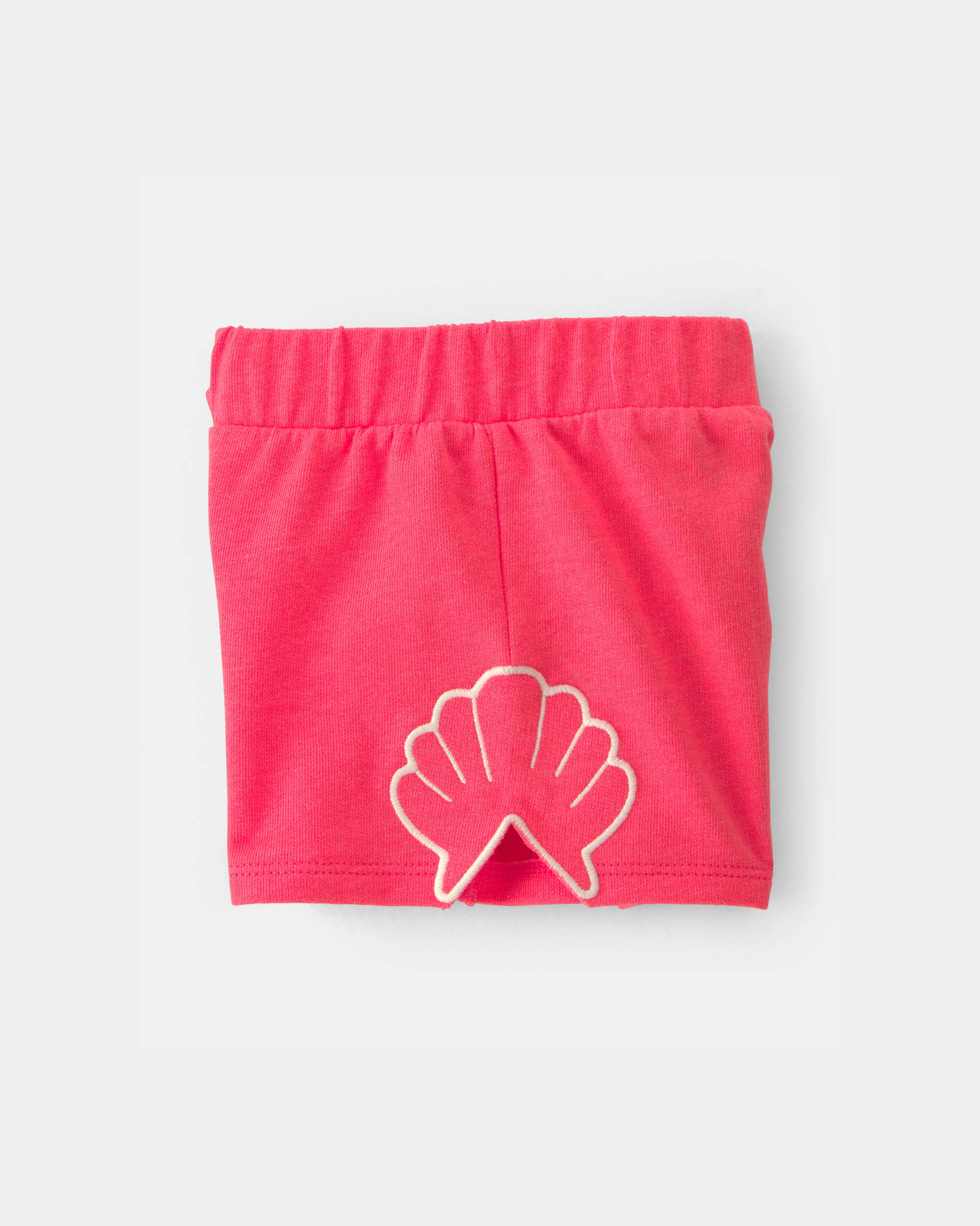 Baby Girl Shell French Terry Shorts - Orange