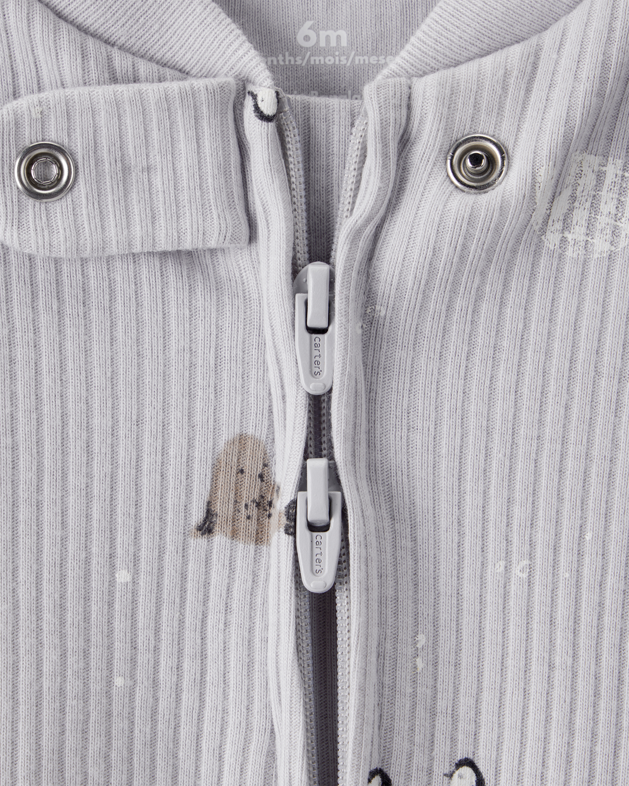 Baby Penguin Print Cotton Long-Sleeve Sleeper - White