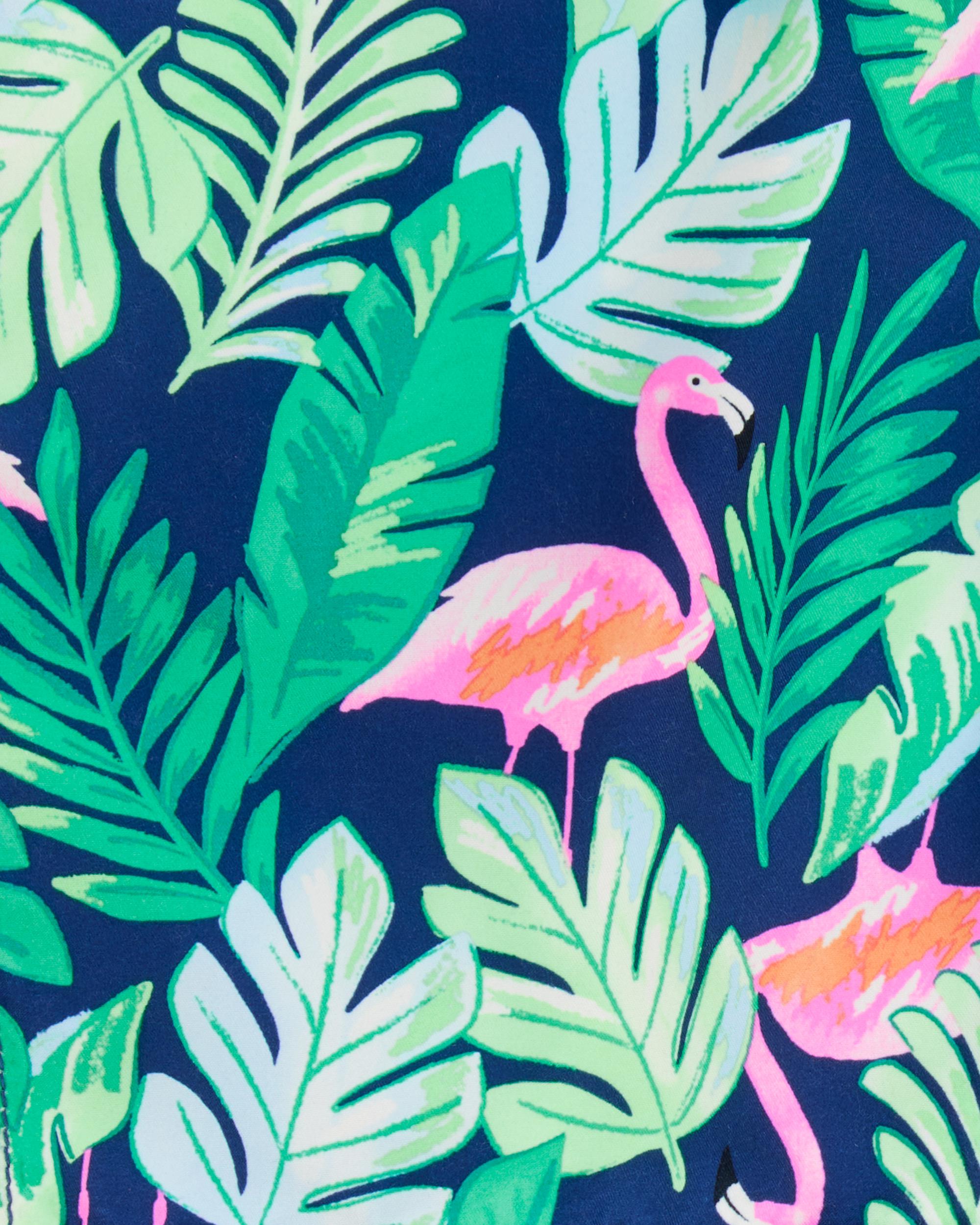 Boys Tropical Print Swim Trunks