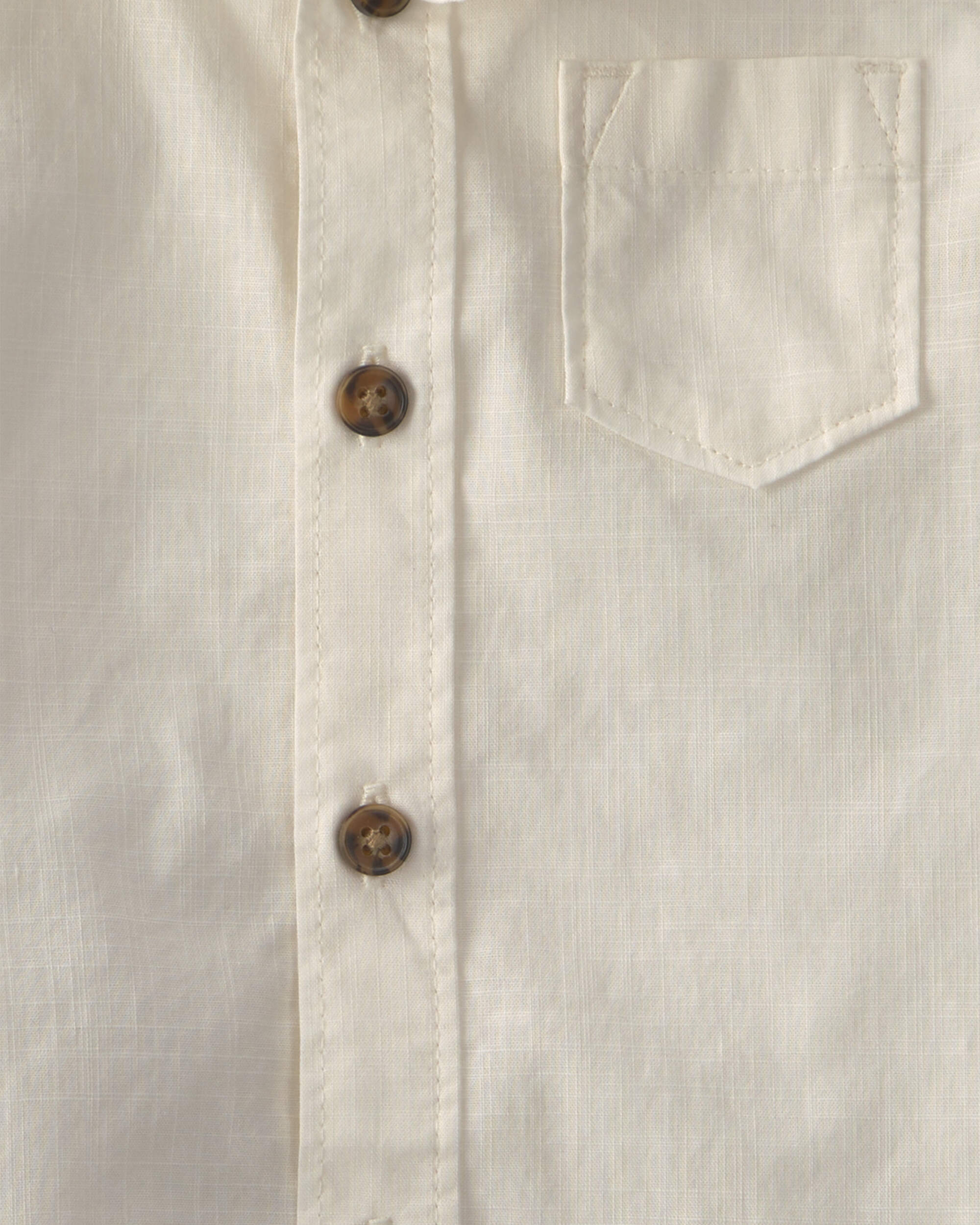 Baby Boy 2-Piece Chambray Button-Down Shirt & Short Set - Ivory/Brown